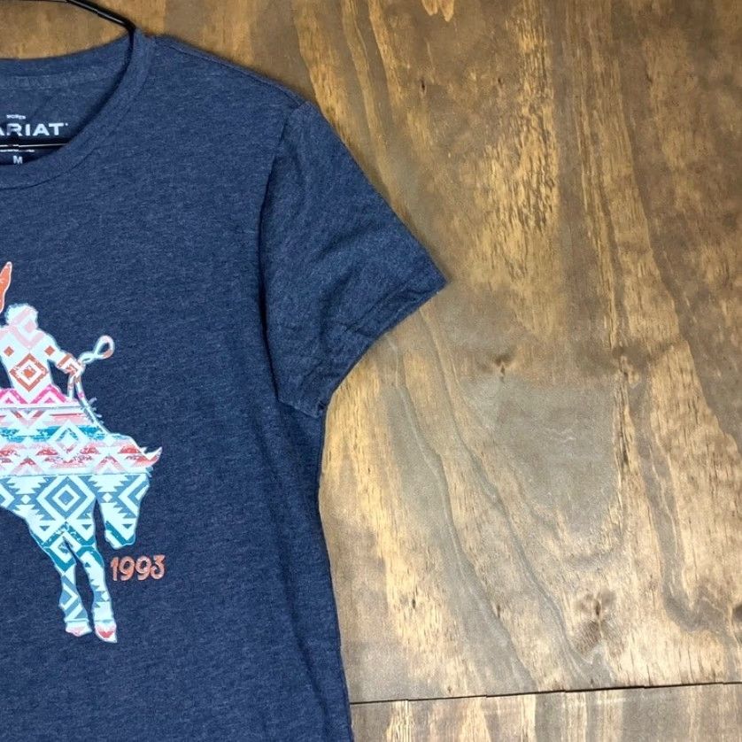 Ariat Ariat Womens Shirt Blue Geo Bronc Short Sleeve Cotton Blend Medium Size M / US 6-8 / IT 42-44 - 5 Thumbnail