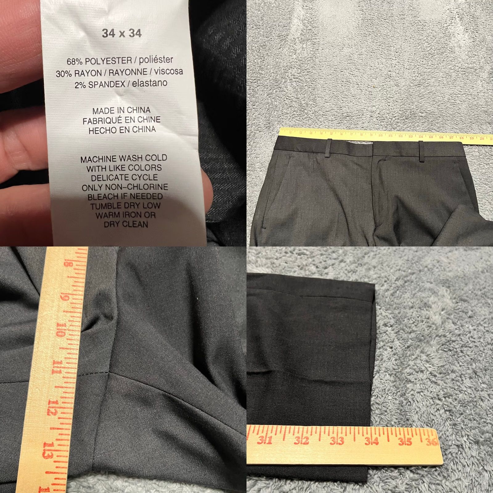 Perry Ellis Perry Ellis Dress Pants Mens 34x34 Gray Travel Luxe Slim Fit Stretch Washable Mens Dress Pants 34in Gray Size US 34 / EU 50 - 8 Thumbnail