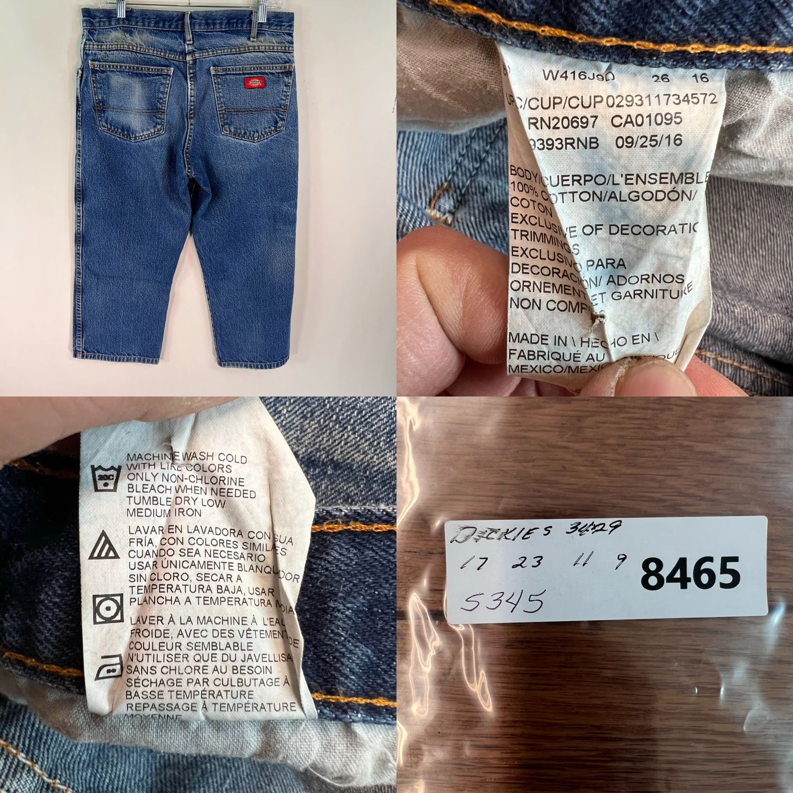 Dickies VINTAGE Dickies Jeans Mens 34x29 Cropped Relaxed Fit Denim Blue 80s 90s Workwear 5-Pocket Midwest Brand Mens Size US 34 / EU 50 - 8 Thumbnail
