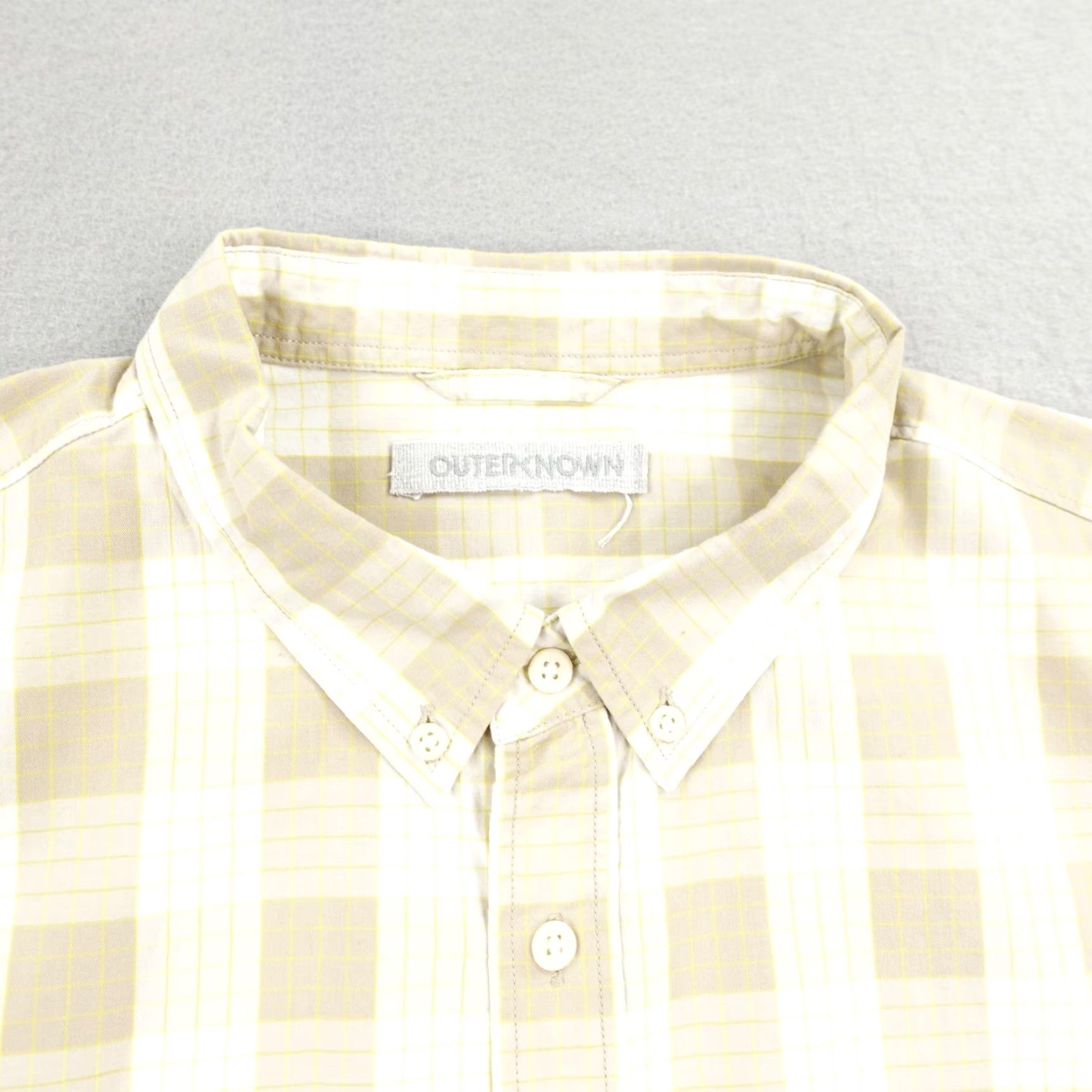 Outerknown Outerknown Shirt Mens Large Beige Plaid Button Down Short Sleeve Organic Cotton Size US L / EU 52-54 / 3 - 2 Thumbnail