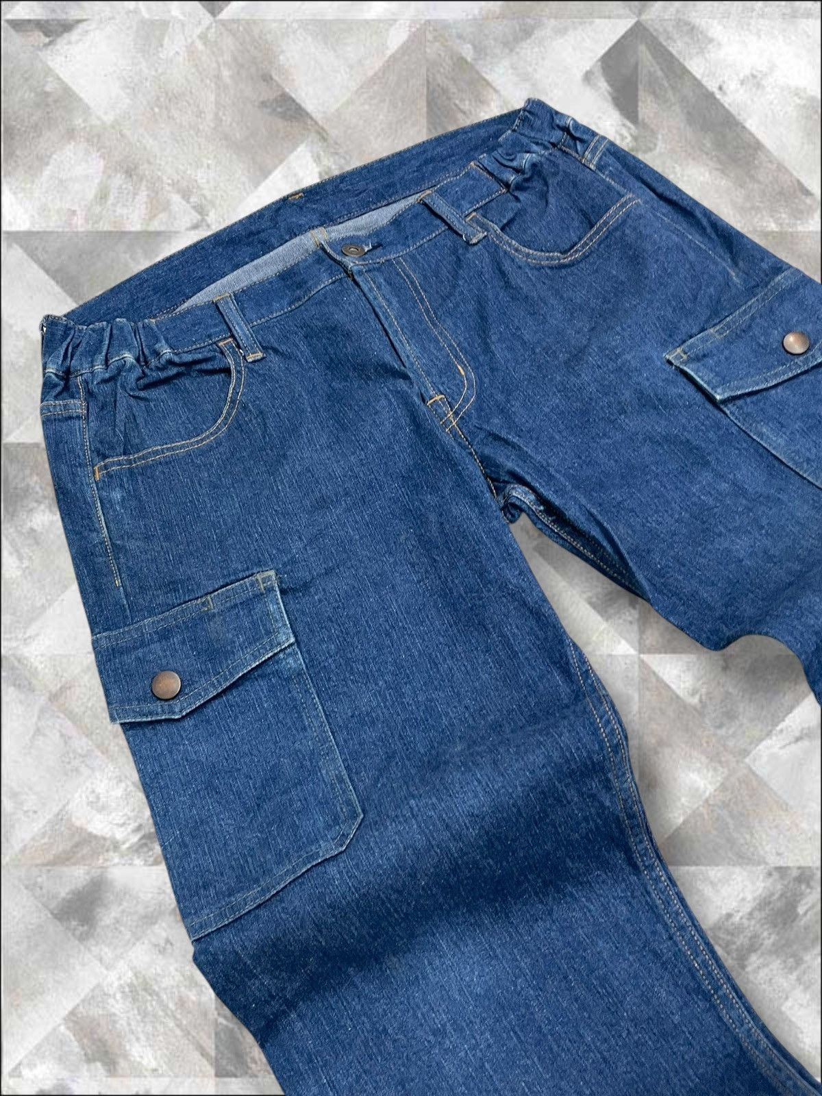 Japanese Brand Vintage 1990s Japan Designer Blue Baggy Cargo Streetwear Size US 32 / EU 48 - 7 Thumbnail