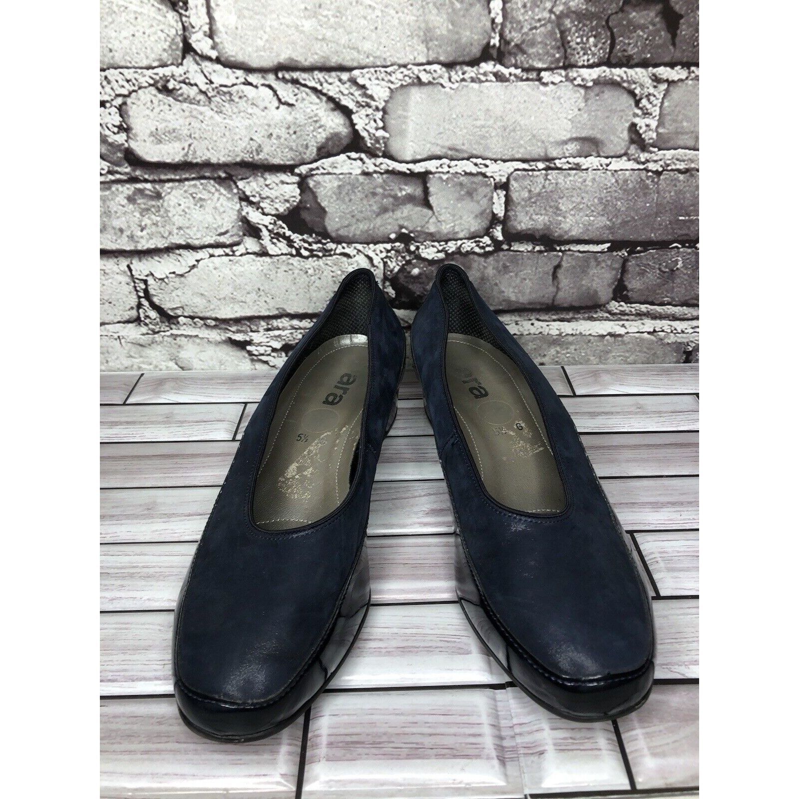 Other ARA Blue Leather Comfort Patent Wedge Pump Dress Shoes Women Size US 7 / IT 37 - 12 Thumbnail