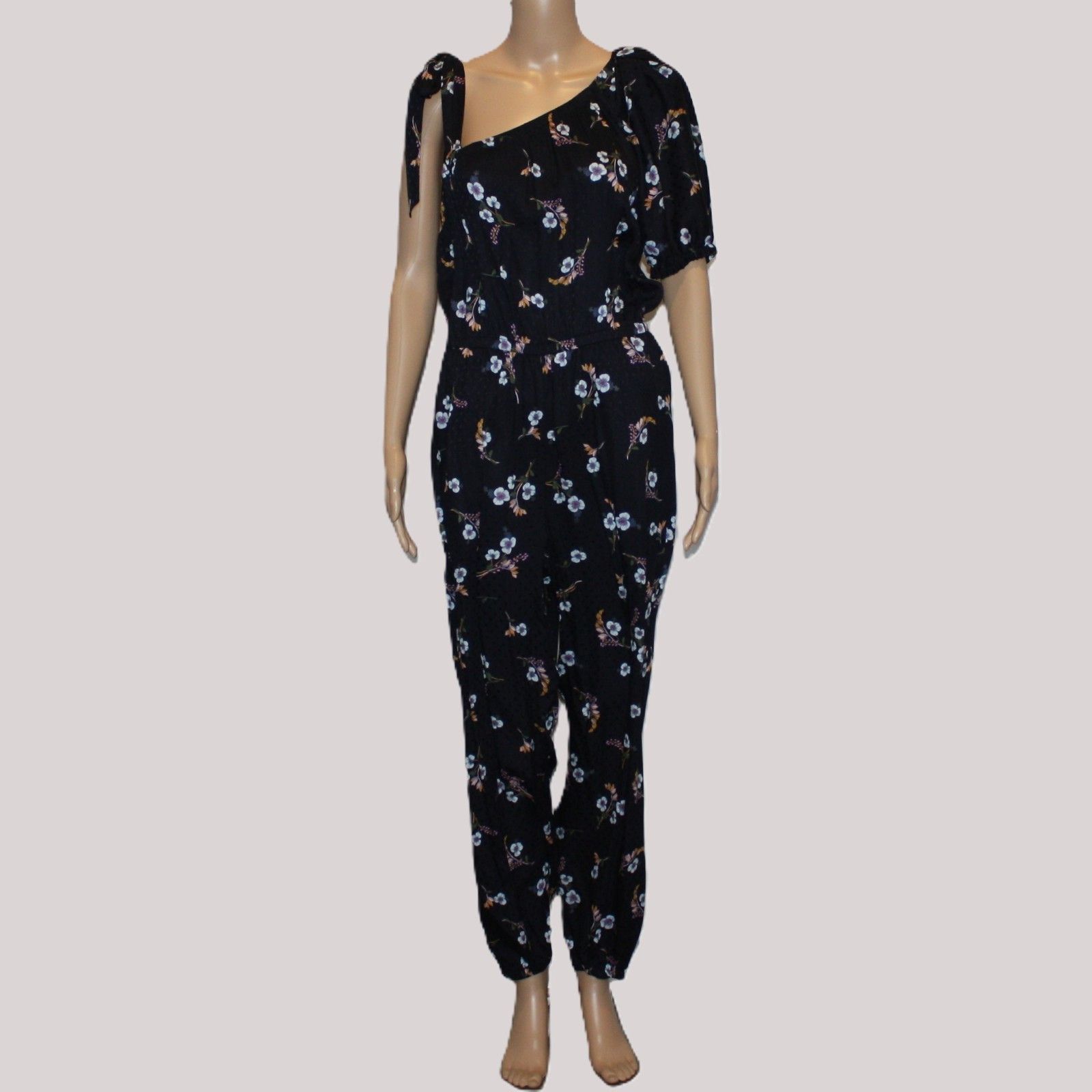 Rebecca Taylor One Shoulder Natalie Silk Jumpsuit in Navy NWT $495 Size 28" / US 6 / IT 42 - 4 Thumbnail