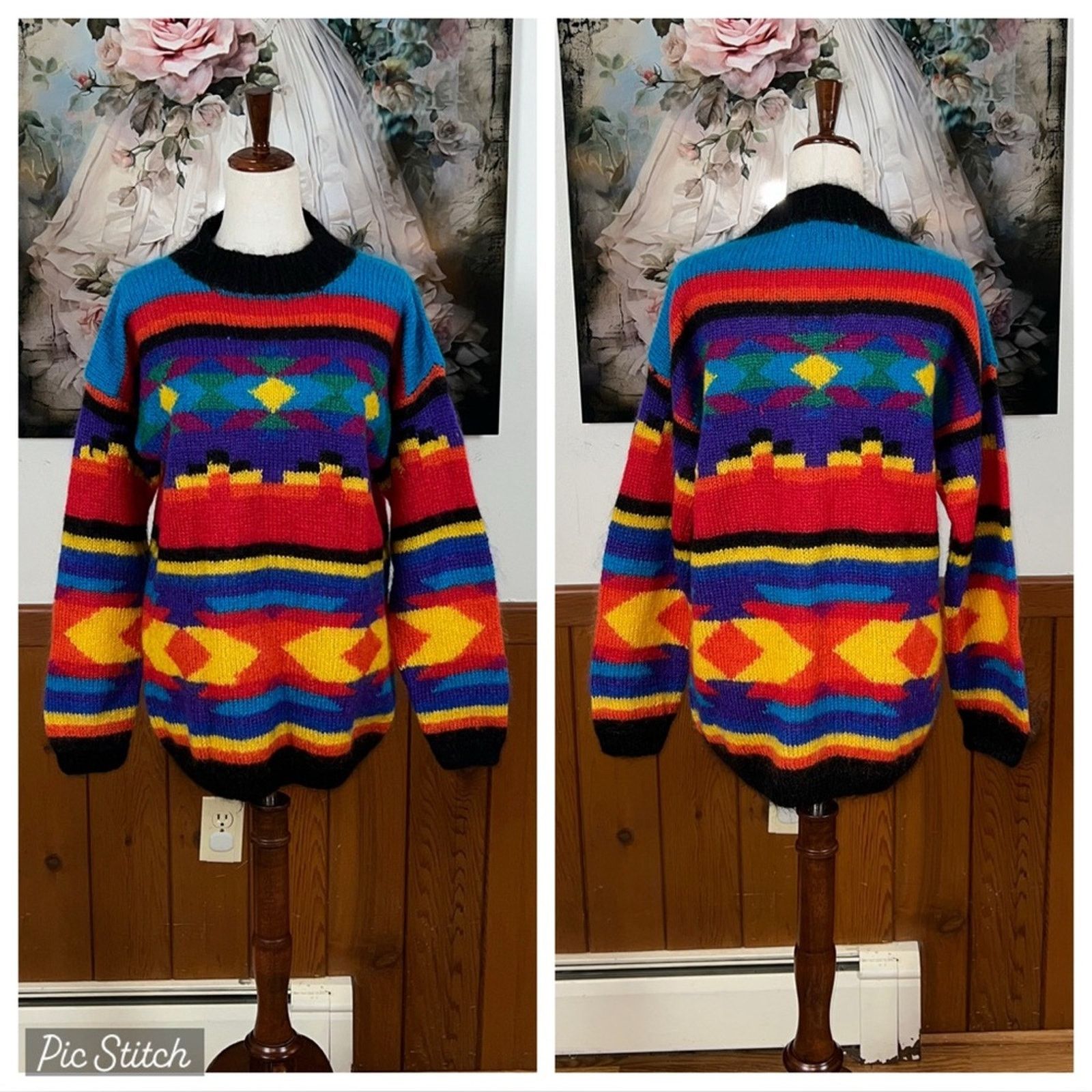 Vintage Fabulous Vintage 90s Field Gear Hand Loomed Mohair Sweater! Size M / US 6-8 / IT 42-44 - 1 Thumbnail