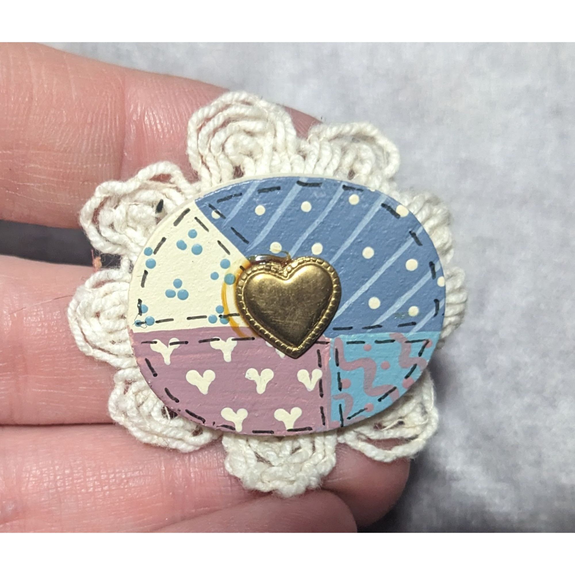 Other Handmade Coquette Cottagecore Patchwork And Lace Brooch Size ONE SIZE - 6 Thumbnail