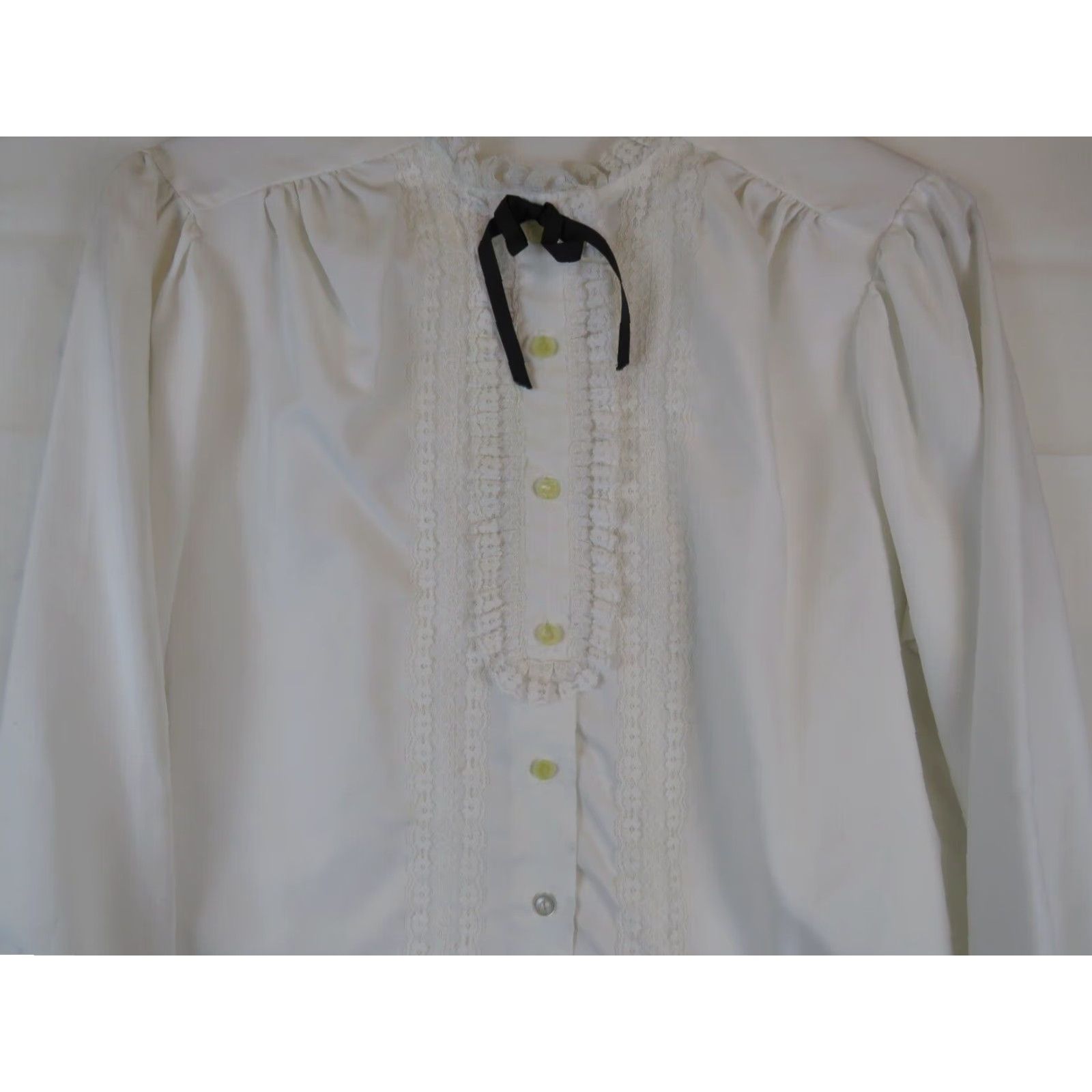 Vintage VINTAGE Lady Holiday Shirt Womens Large White 50s 60s 70s collared long sleeve blouse with vintage USA Made in USA size L Size L / US 10 / IT 46 - 3 Thumbnail
