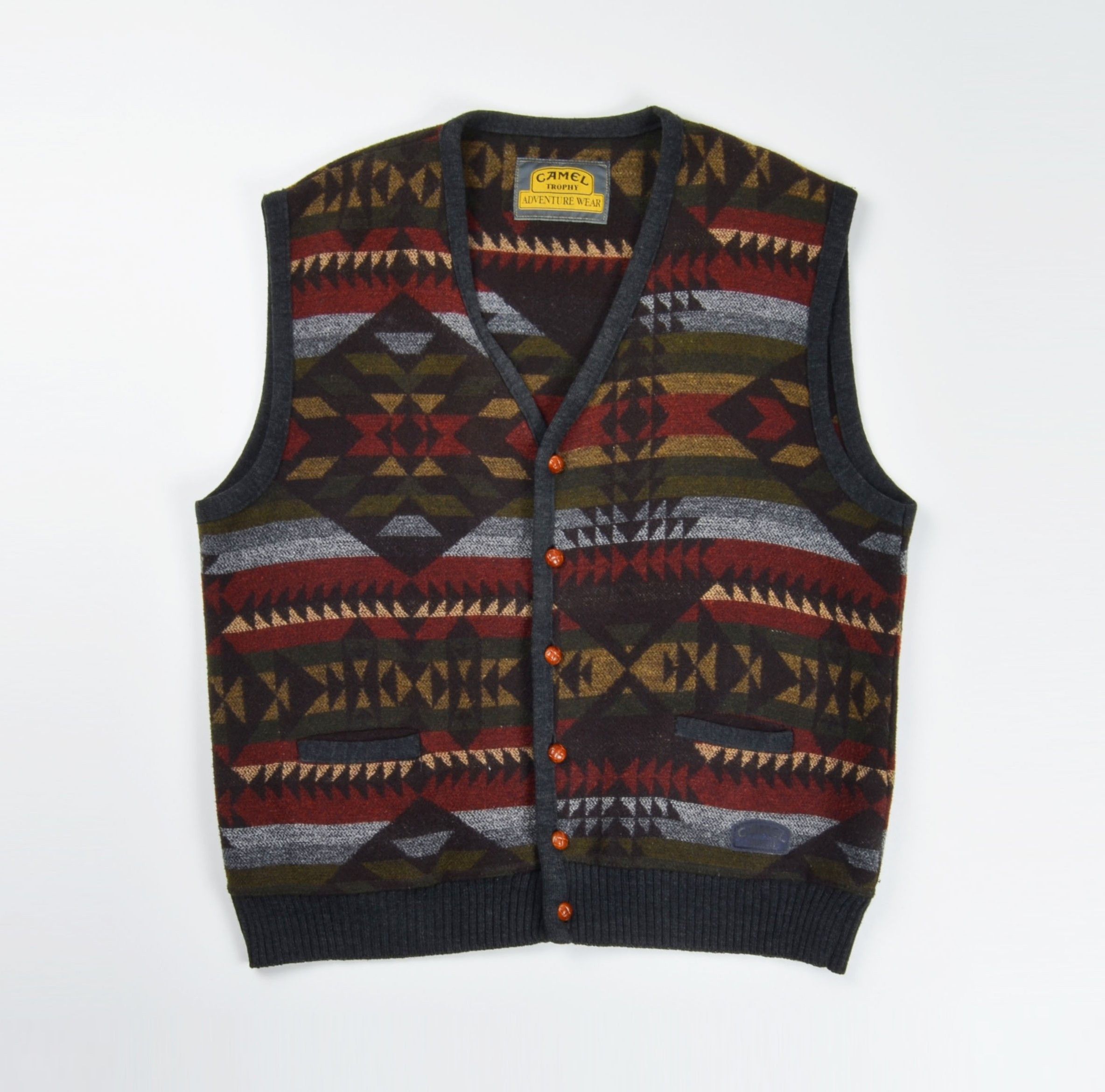 Camel Camel Active Vntg Knit Aztec Tribal Pattern Wool Blend Vest Size US M / EU 48-50 / 2 - 1 Thumbnail