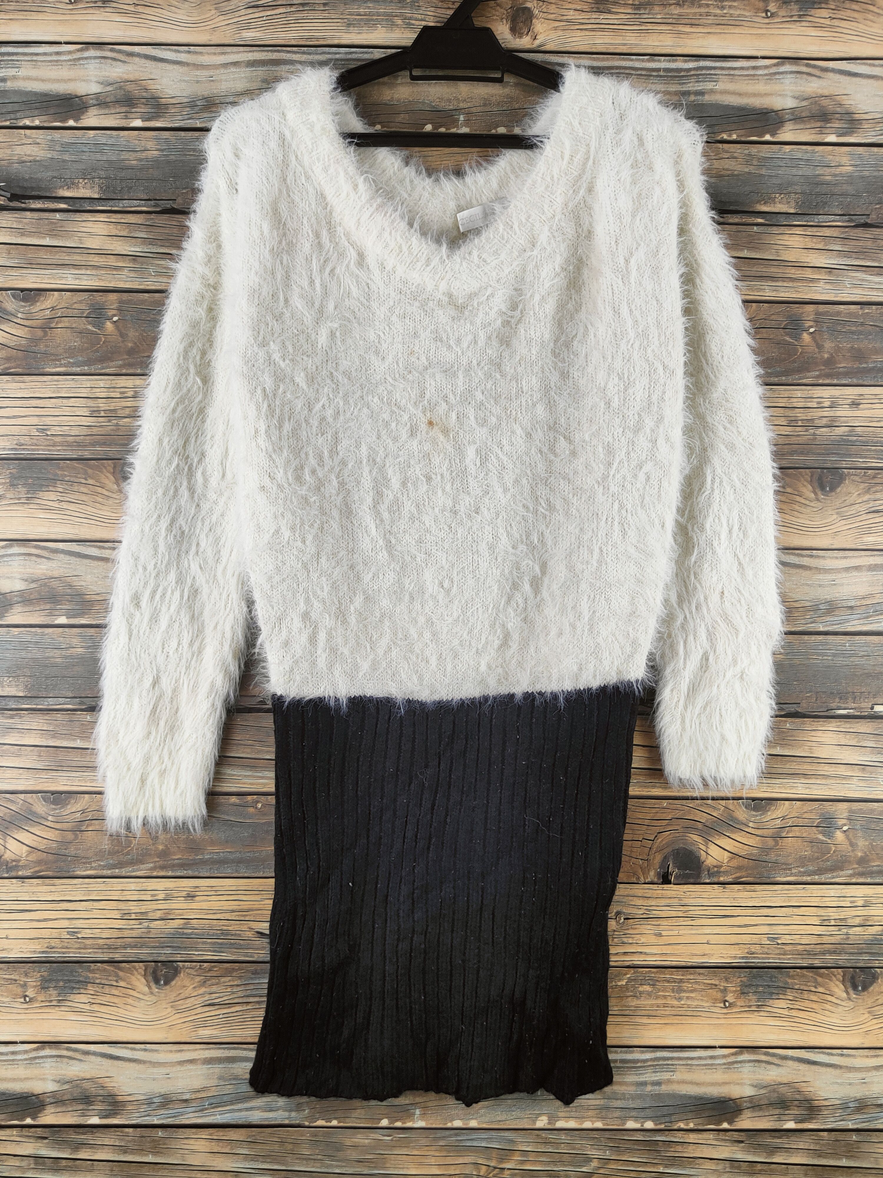 DL Cecil McBee Black White Fur Mohair Knitwear #46-576