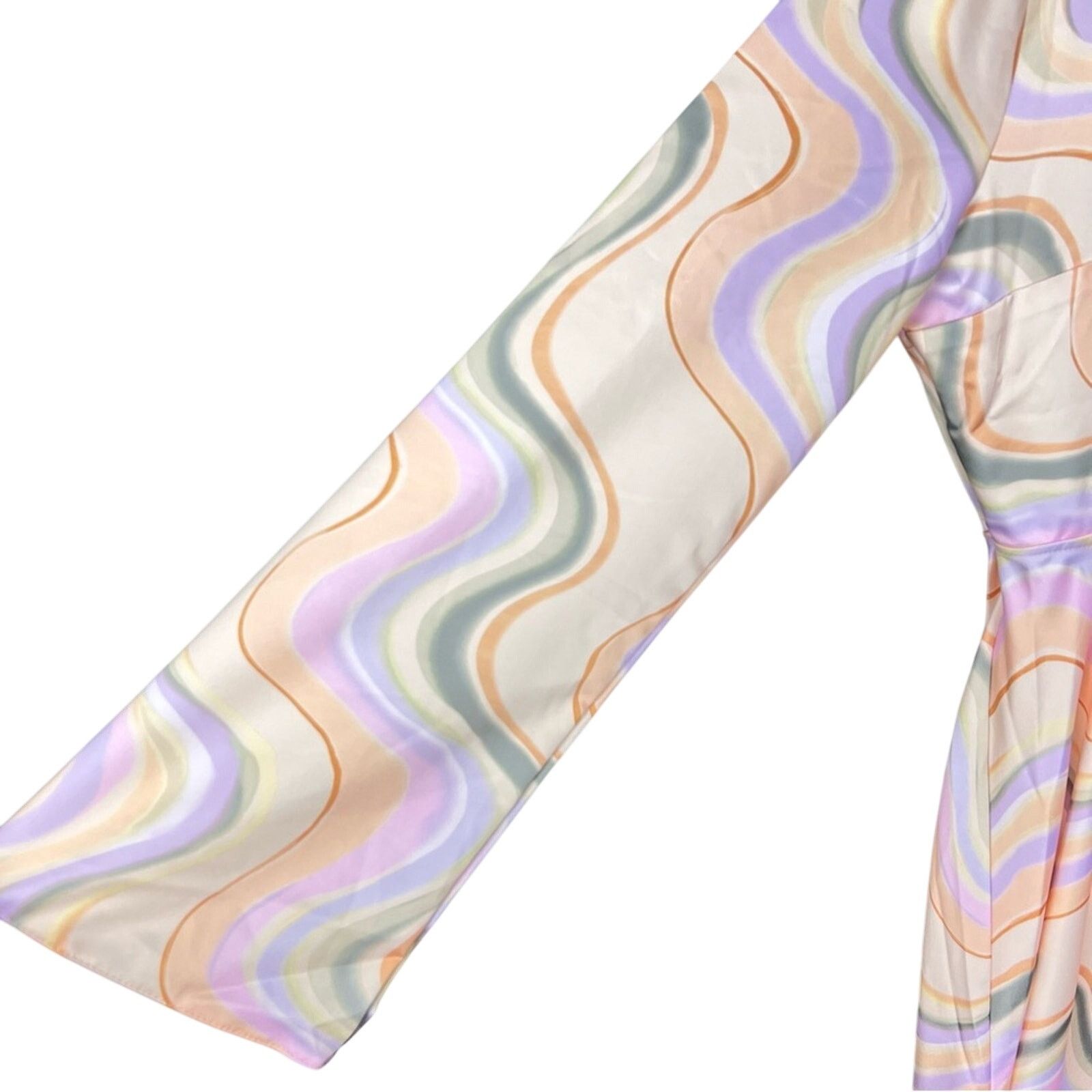 Topshop NWT Topshop Retro Satin Cutout Midi Dress Marble Pastel 14 Size XL / US 12-14 / IT 48-50 - 9 Thumbnail