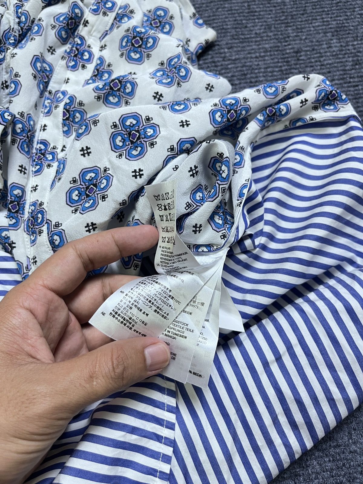 Sandro Sandro Blanc Mixed Pattern Silk Blouse (White) Size S / US 4 / IT 40 - 11 Thumbnail