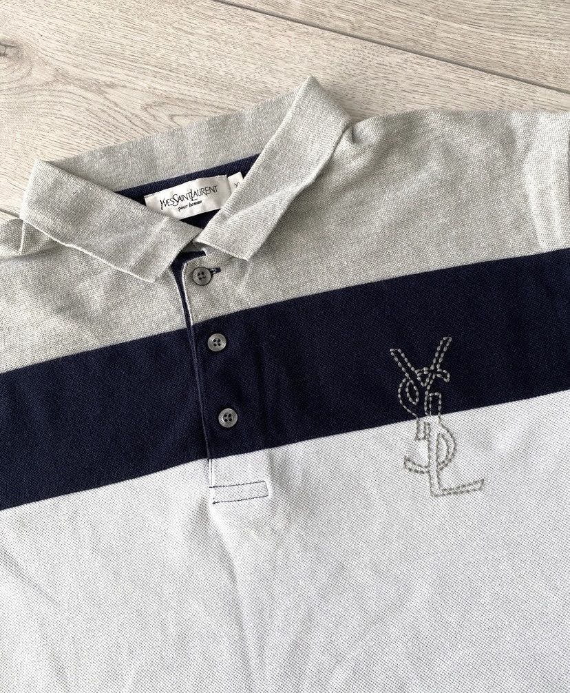 Vintage × Yves Saint Laurent Vintage 90's YSL Yves Saint Laurent Big Logo Polo Shirt Size US XL / EU 56 / 4 - 2 Thumbnail