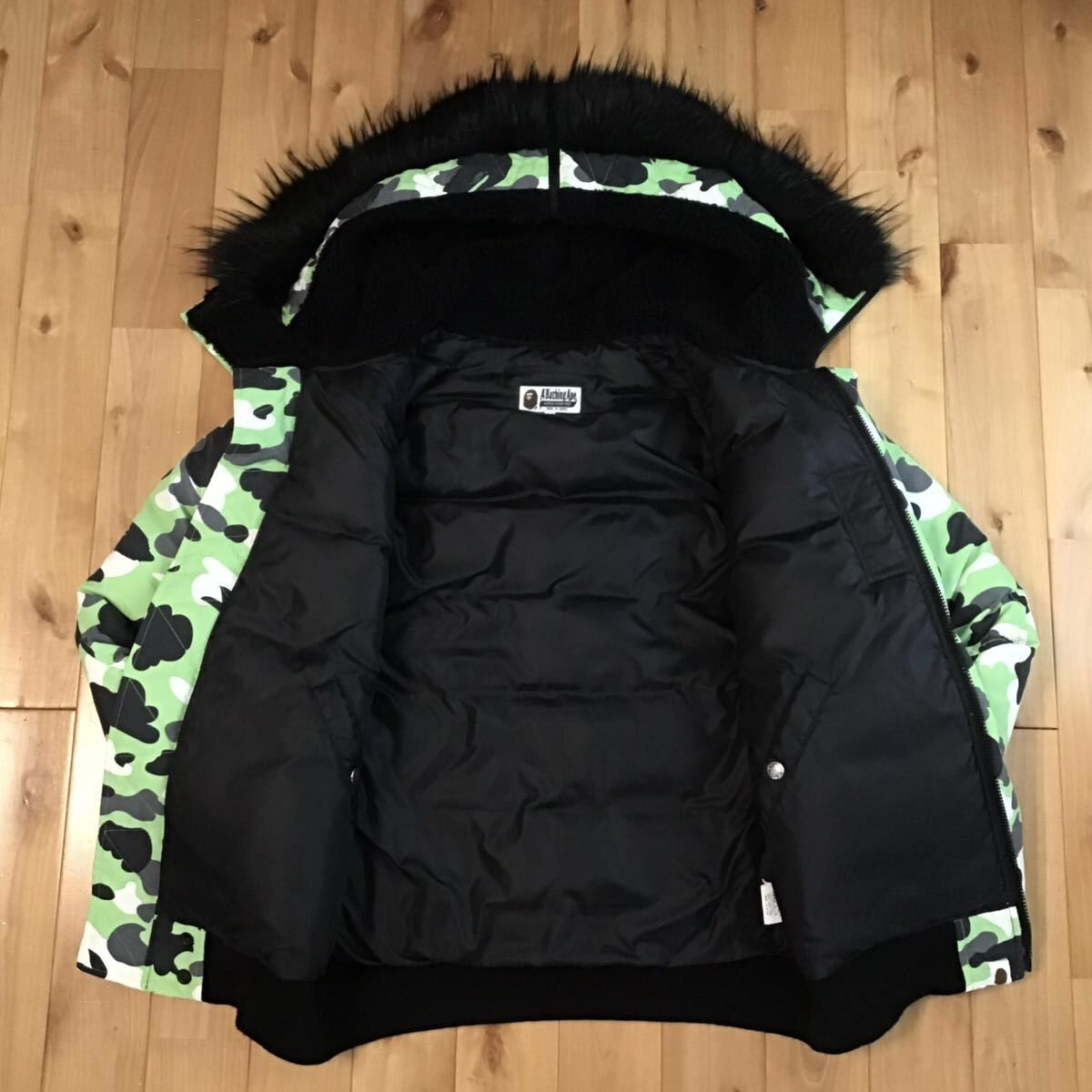 Bape BAPE Fur Down Jacket Warm up camo green a bathing ape Size US L / EU 52-54 / 3 - 4 Thumbnail