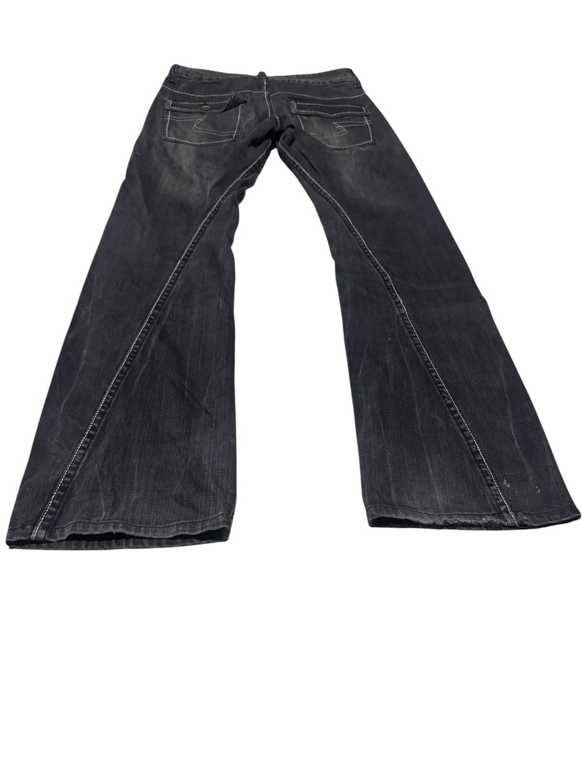 Le Grande Bleu (L.G.B.) RARE! 🔥 Studded Semantic Design Asymmetrical Denim Jeans Size US 30 / EU 46 - 2 Thumbnail