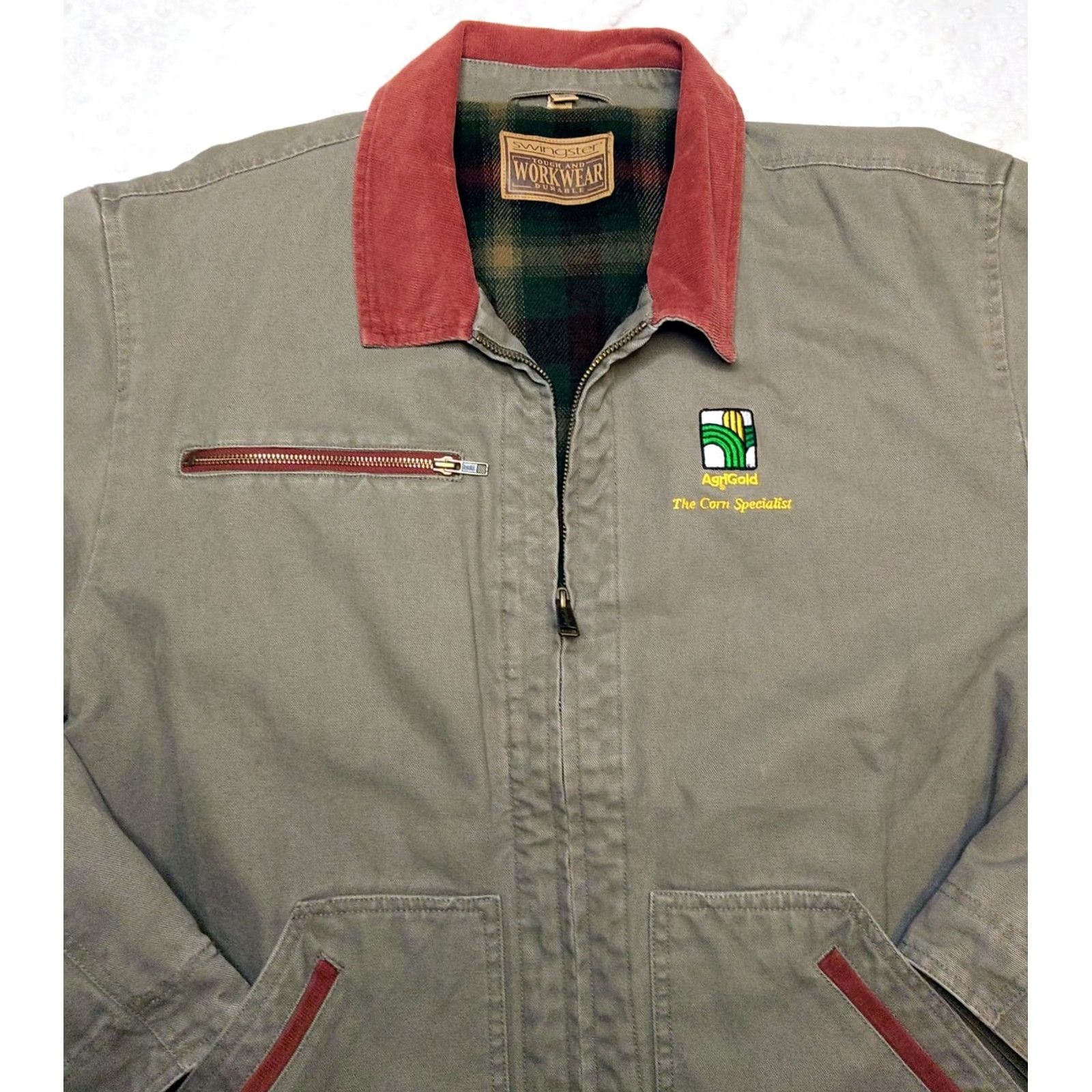 Vintage Swingster Jacket XL Workwear Cotton Canvas Grey Vintage Mens Coat Short Zip Hooded Pockets Clothing USA 90s Retro Utility Jacket Size US XL / EU 56 / 4 - 4 Thumbnail