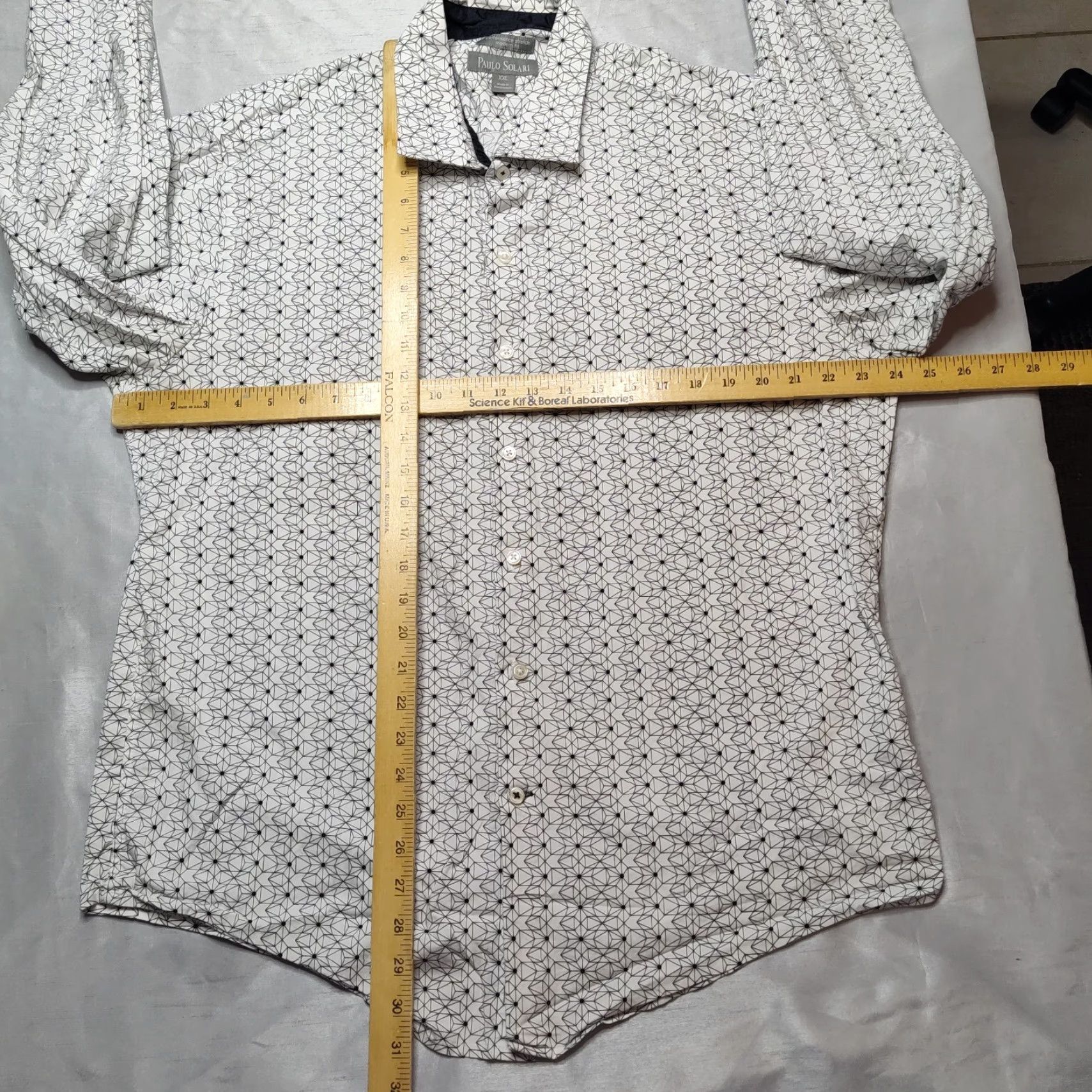 Vintage PAULO SOLARI Men 2XL Performance Stretch Modern Fit Geometric Print Shirt Size US XXL / EU 58 / 5 - 6 Thumbnail