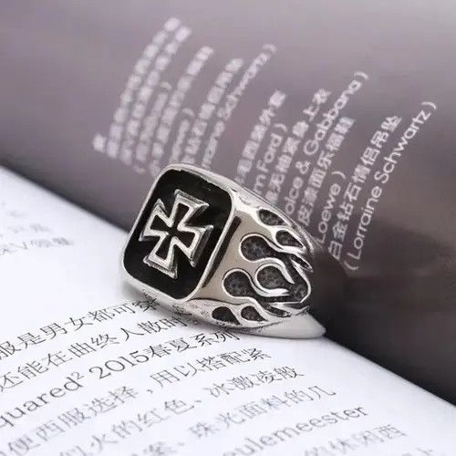 VIBE Silver Fire Cross Ring Size ONE SIZE - 2 Thumbnail