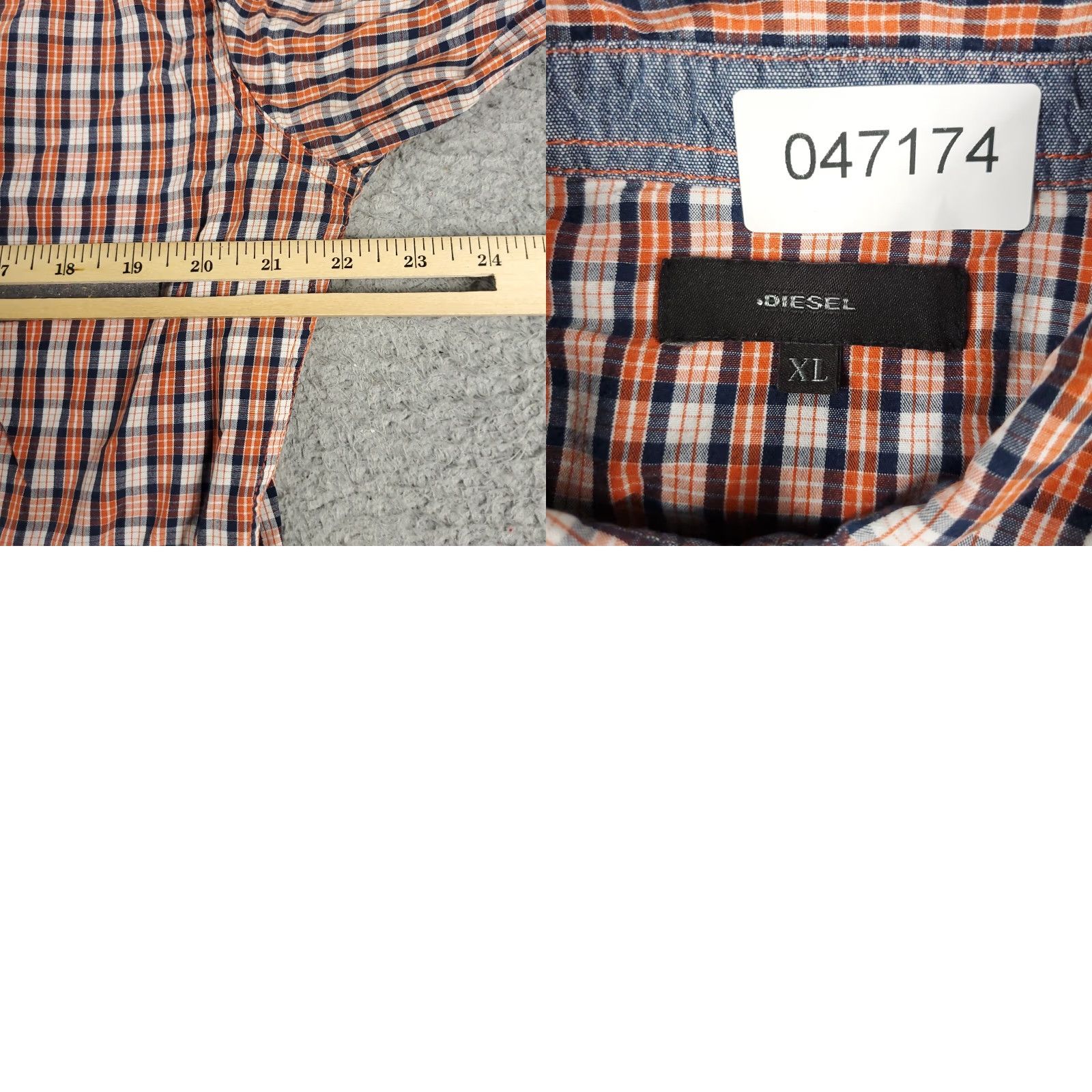 Diesel Diesel Shirt Mens XL Orange Plaid Button-Up Long Sleeve Casual, Workwear, Vintage? No Size US XL / EU 56 / 4 - 8 Thumbnail