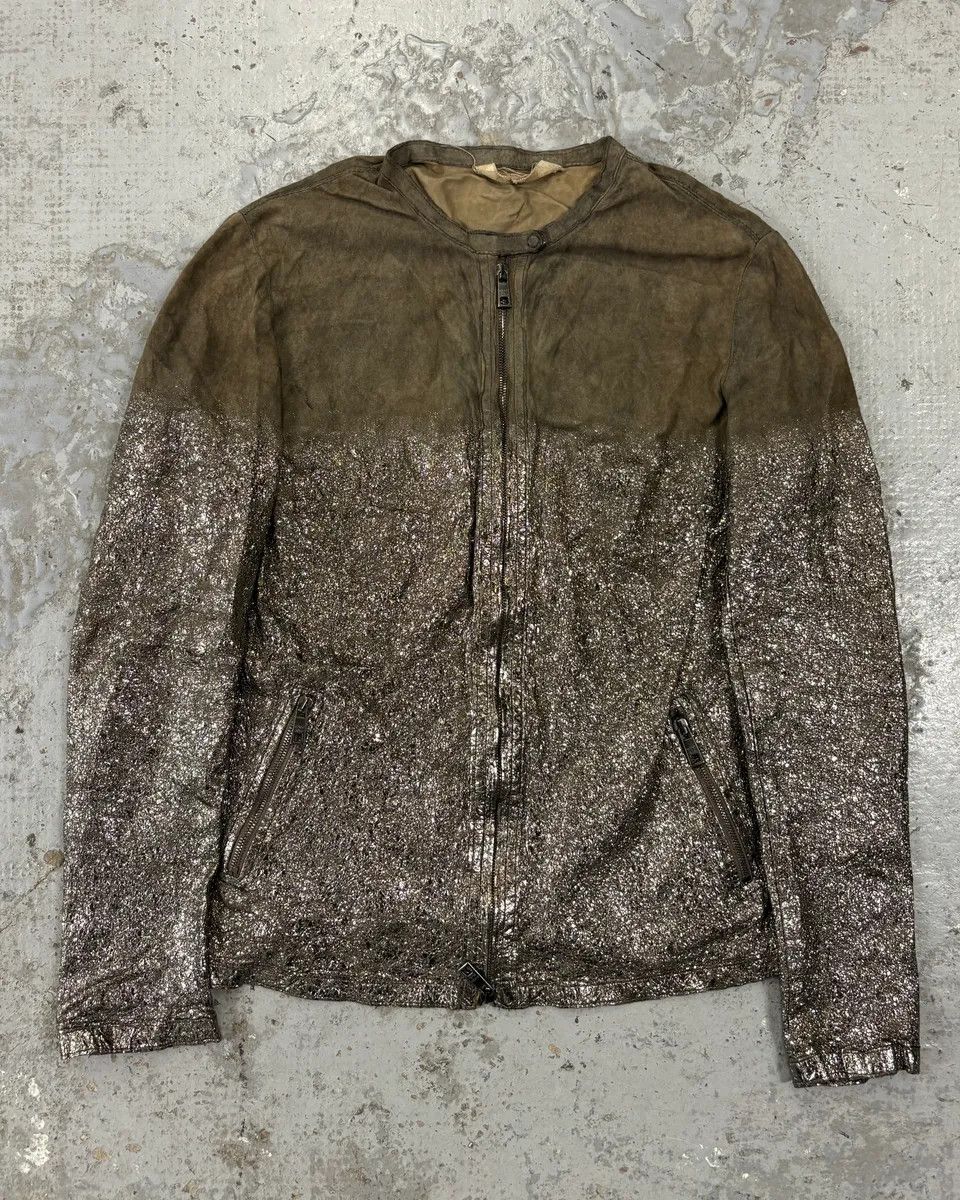 Giorgio Brato Giorgio Brato Silver Leather Crackle Biker Jacket Size XS / US 0-2 / IT 36-38 - 1 Thumbnail
