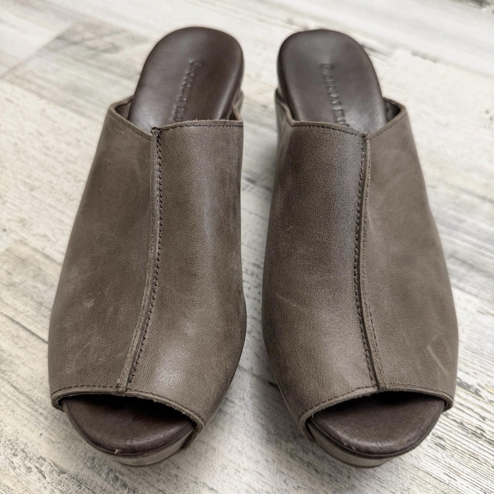 Designer Chocolat Blu Leather Wedge Platform Sandals, Size 7.5 Size US 7.5 / IT 37.5 - 6 Thumbnail