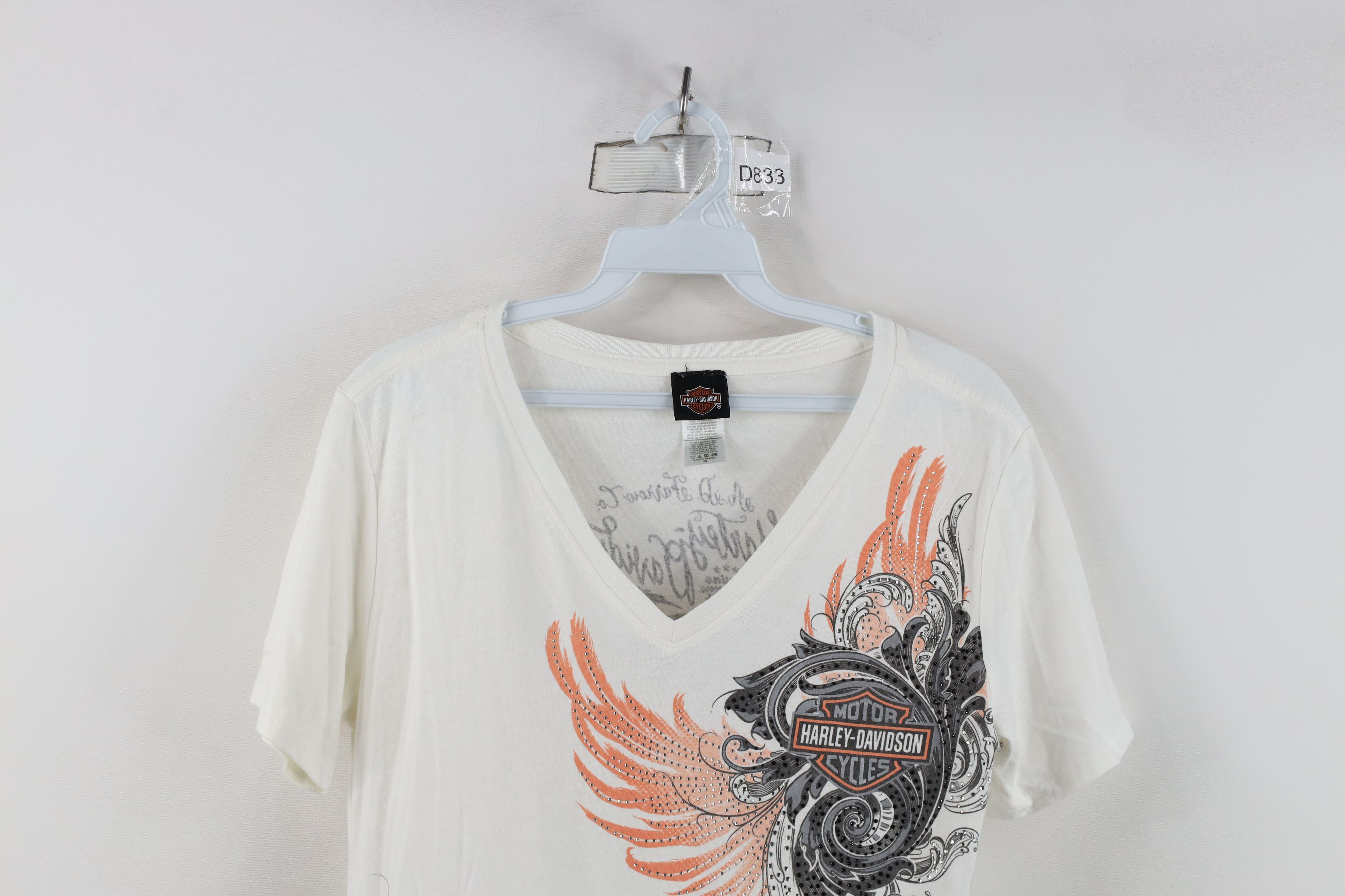 Harley Davidson Y2K Harley Davidson Sequin V-Neck Short Sleeve T-Shirt Size M / US 6-8 / IT 42-44 - 2 Thumbnail