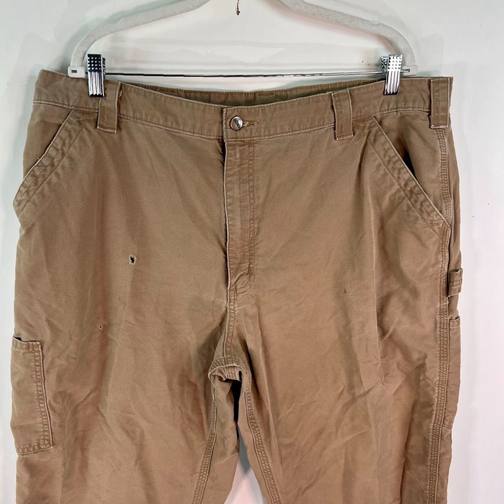 Carhartt VINTAGE Carhartt Carpenter Pants Jeans 42 XT 30 Tan Distressed Pockets Brown Cotton Canvas Mens Size US 42 / EU 58 - 2 Thumbnail
