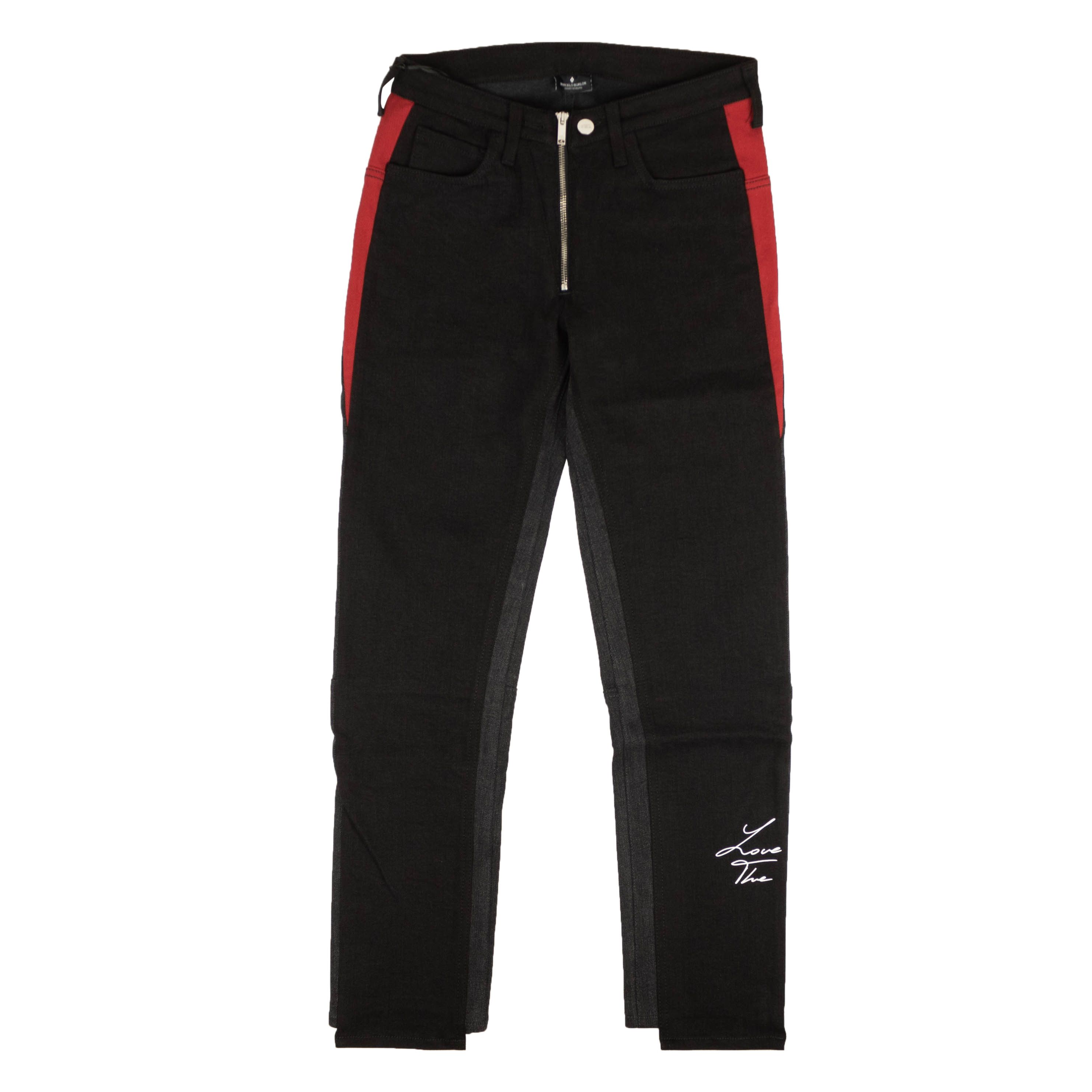 image of Marcelo Burlon Black Red White Graphic Jeans Size 28, Men's