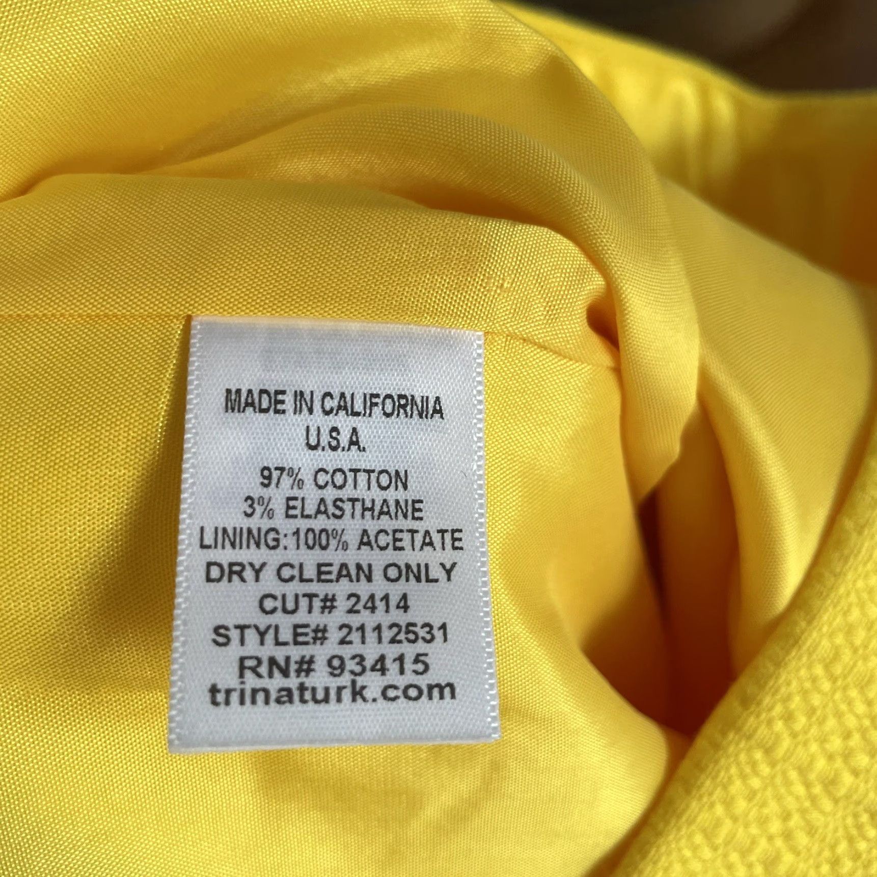 Trina Turk Trina Turk Women's Dress Sheath Casual V-Neck Sleeveless Zip 10 Yellow Knit Cotton Elastane Modern Size L / US 10 / IT 46 - 7 Thumbnail