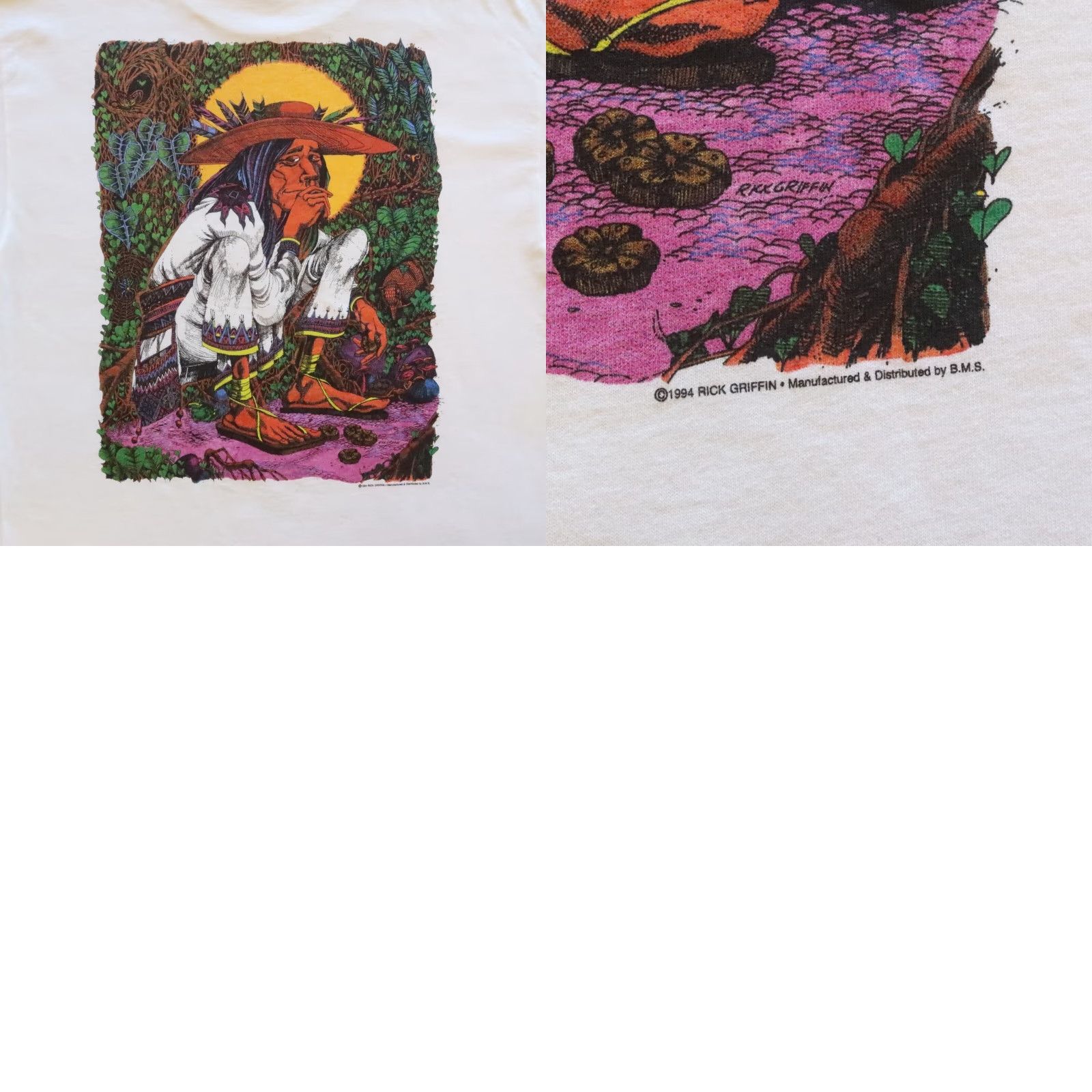 Griffin VINTAGE San Mexcalito Rick Griffin Tshirt L White 90s Mens Size US L / EU 52-54 / 3 - 10 Thumbnail