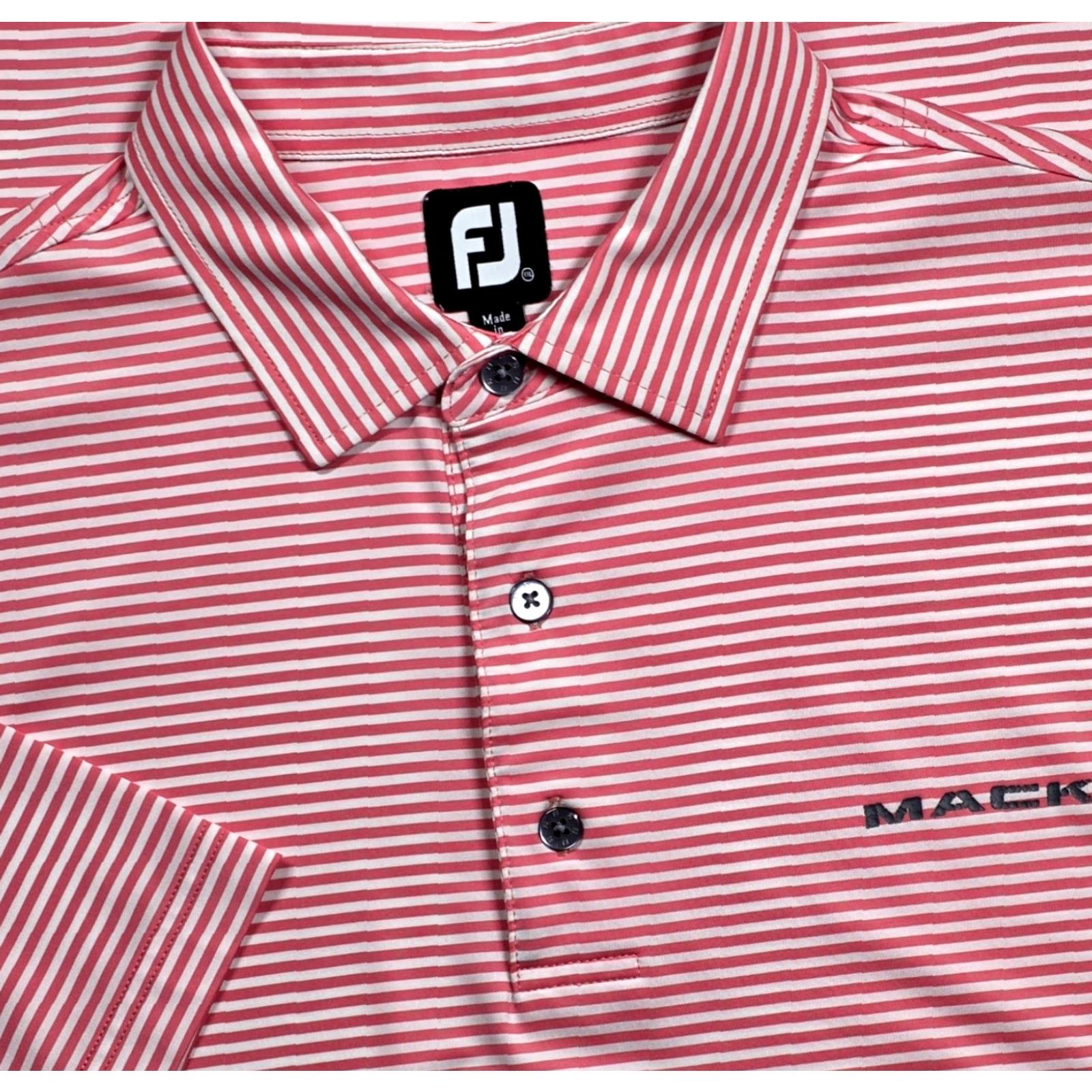Footjoy FootJoy FJ Performance Polo Shirt Men Short Sleeve 2XL Pink White Mack Truck Logo Polo Size US XXL / EU 58 / 5 - 2 Thumbnail