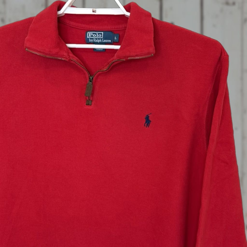 Polo Ralph Lauren Polo Ralph Lauren 1/4 Zip Sweater Mens Large Red Pony Logo Pullover Preppy Size US L / EU 52-54 / 3 - 1 Thumbnail