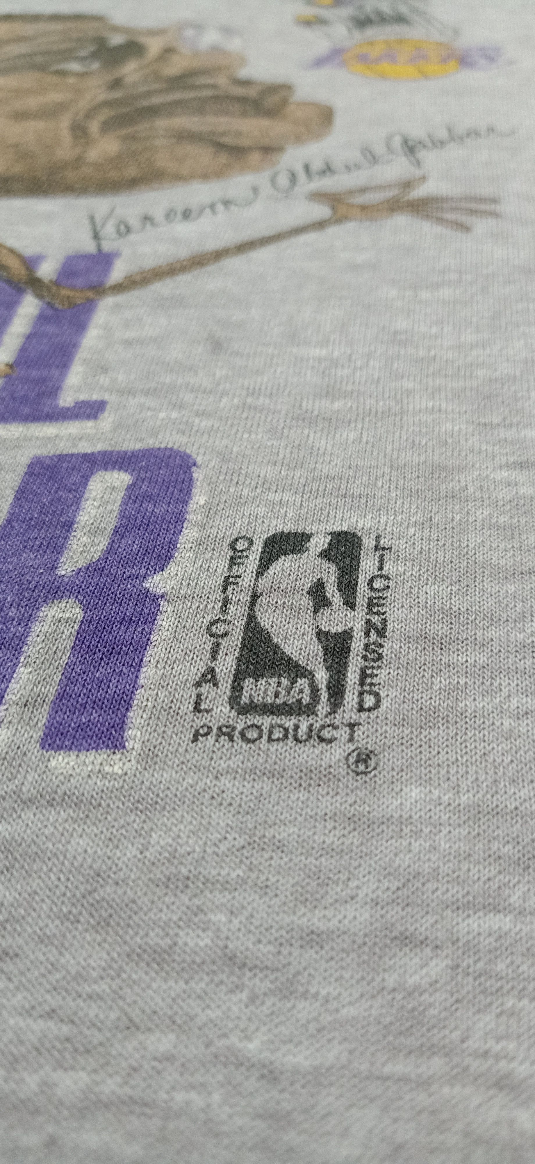 NBA × Vintage Vintage 1980s Kareem Abdul Jabbar Lakers Caricature Tee Size US M / EU 48-50 / 2 - 6 Thumbnail