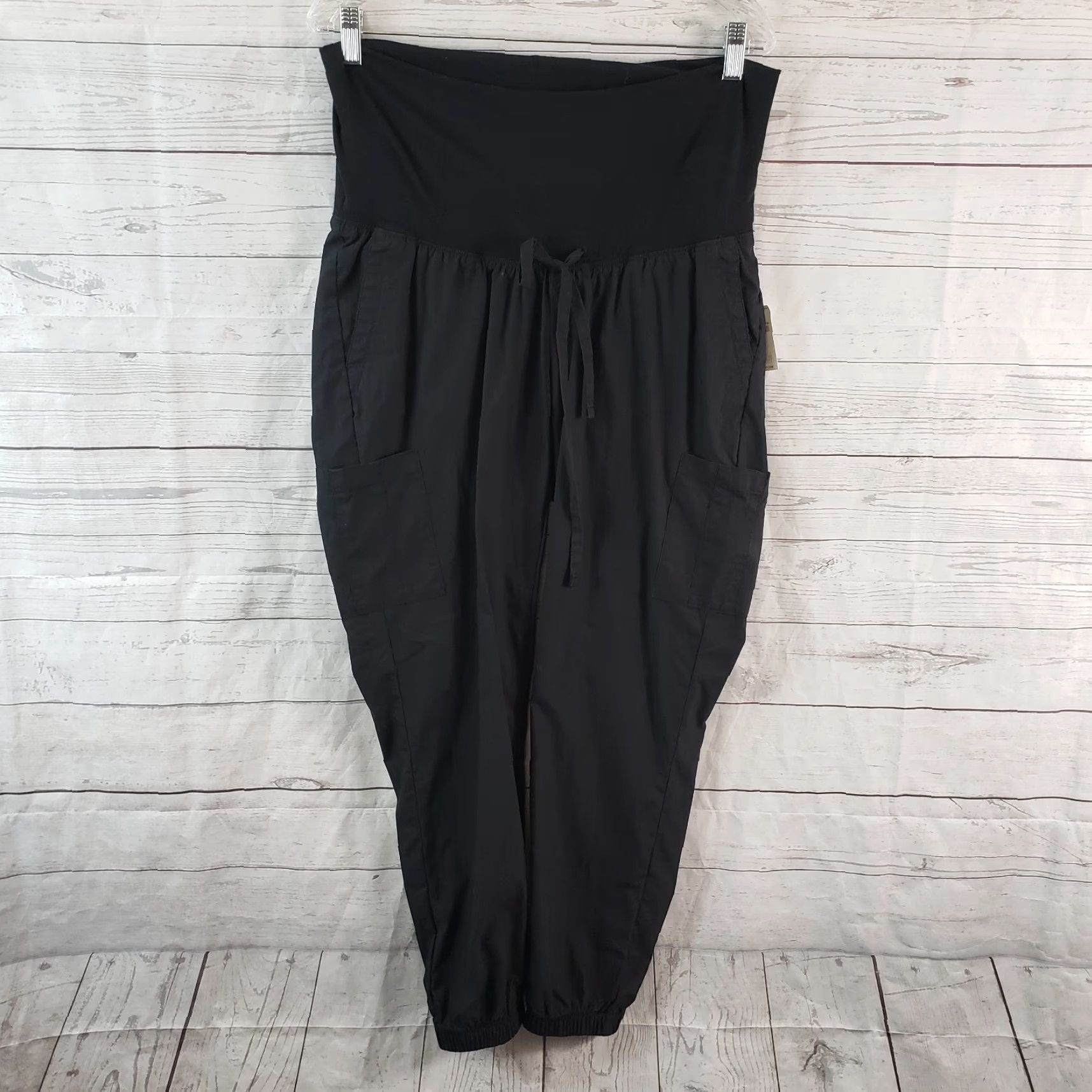 Old Navy Old Navy Womens Maternity Pants Sz Small Black Tapered Drawstring Pull On Size 28" / US 6 / IT 42 - 2 Thumbnail