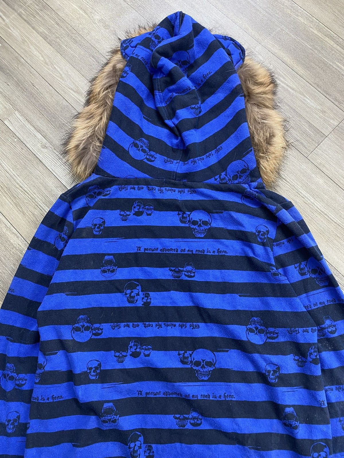 Japanese Brand Dig Deep Skulls Stripe Ear Fur Hoodie Punk Kmrii Lgb Style Size US M / EU 48-50 / 2 - 13 Thumbnail