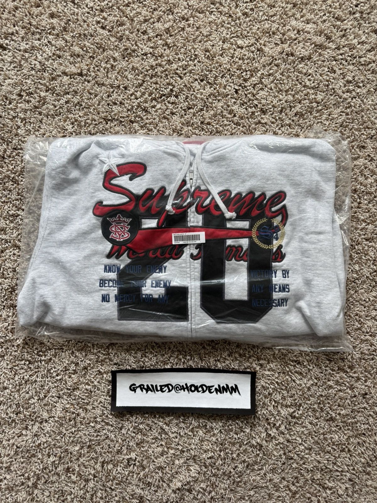 Supreme Warriors Appliqué Zip Up Hooded Sweatshirt Ash Grey Size US L / EU 52-54 / 3 - 19 Thumbnail