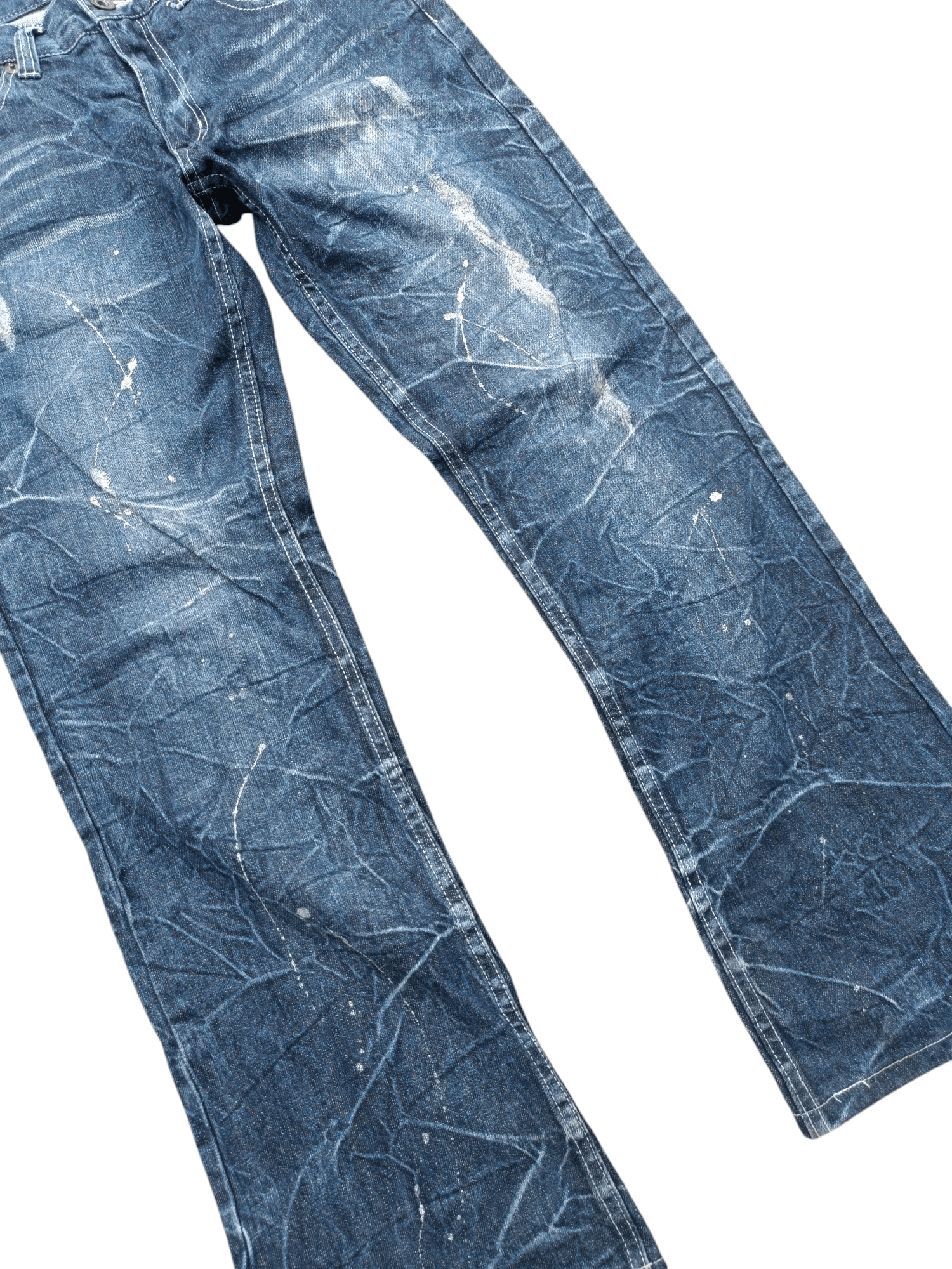Japanese Brand × Le Grande Bleu (L.G.B.) × Tornado Mart RARE Flared Nylaus Whiskers Distressed Jeans Size US 31 - 16 Thumbnail