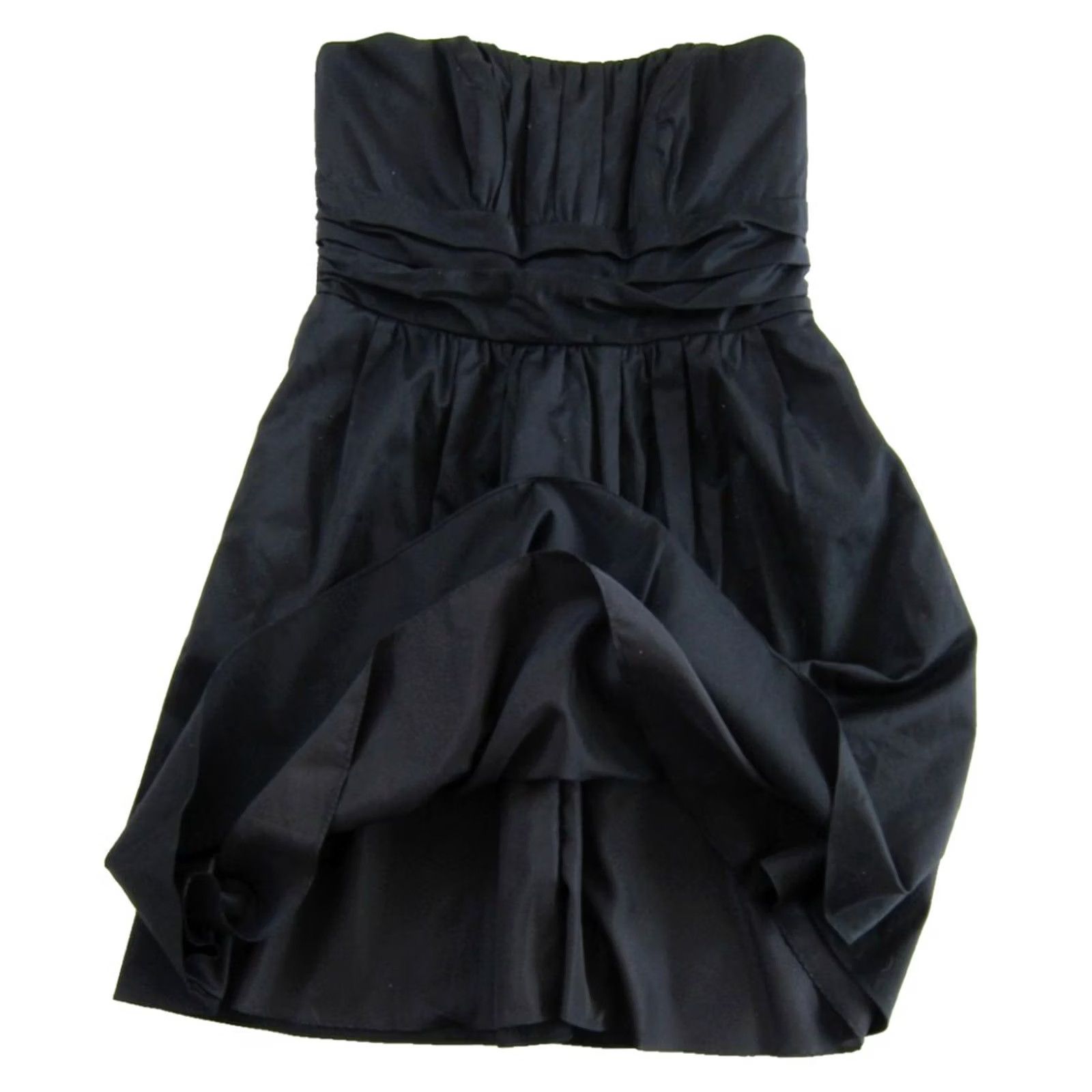 Vintage David's Bridal Black 100% Cotton Strapless Ruched Short Dress Woman Size 10 with Pockets Size 32" / US 10 / IT 46 - 4 Thumbnail
