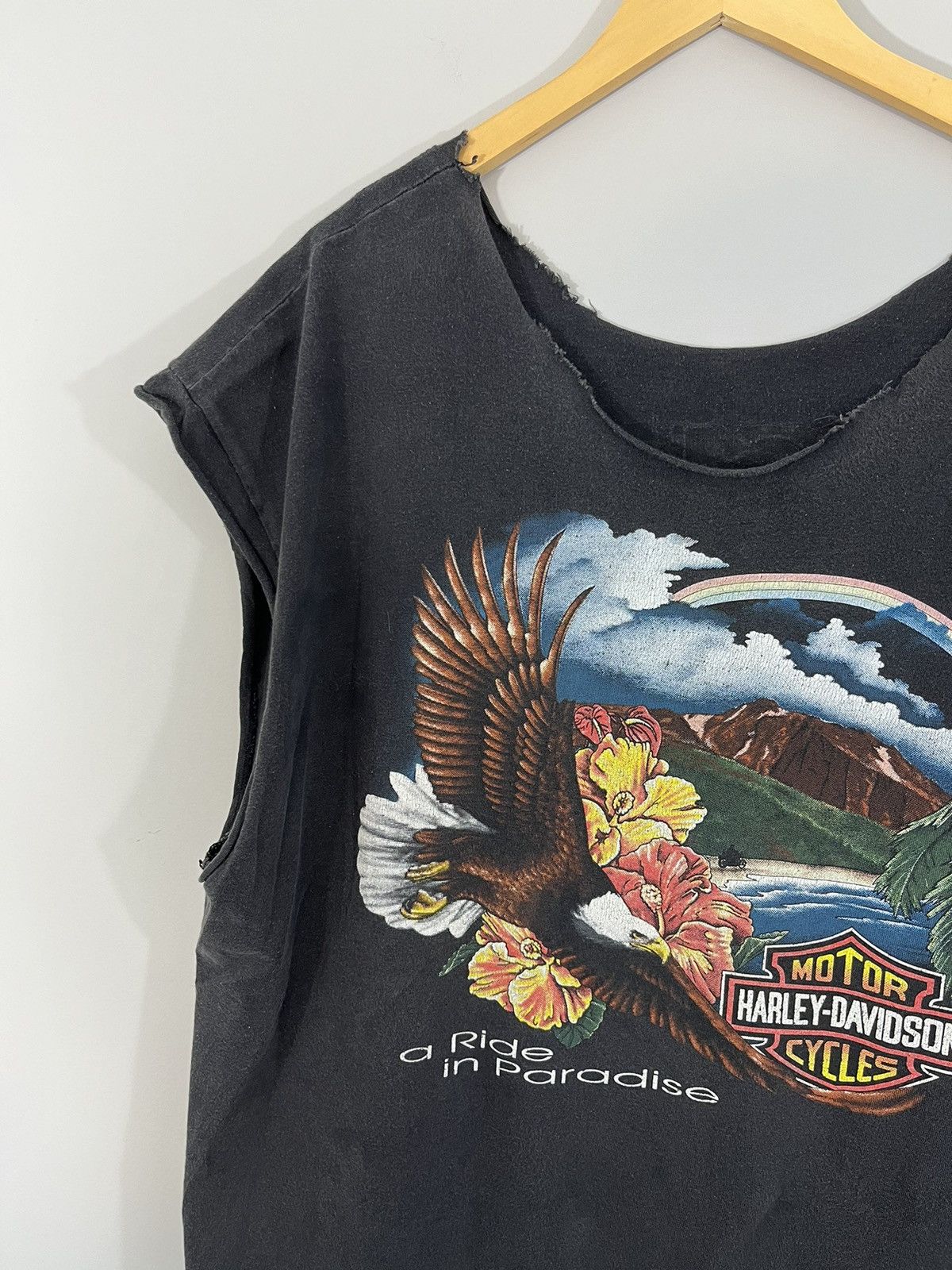 Vintage Harley Davidson Hawaii Sun Faded Thrashed Vintage Cut Off Size US XXL / EU 58 / 5 - 3 Thumbnail