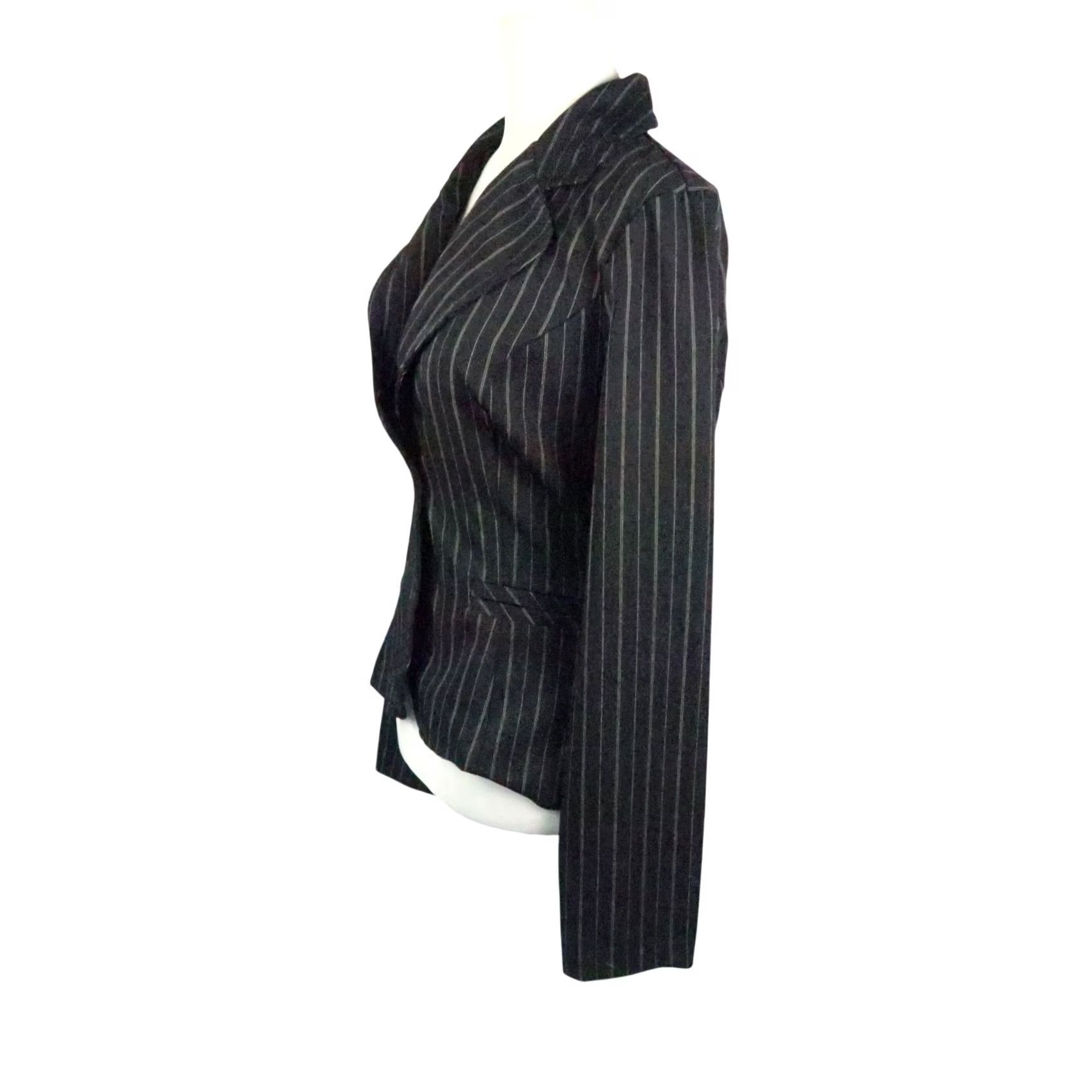Vintage VINTAGE 90s A. Byer Black Pinstripe Blazer Jacket M Women Short Button Long Sleeve Fall Spring 90s Mens Womens Boys Girls Size M / US 6-8 / IT 42-44 - 3 Thumbnail