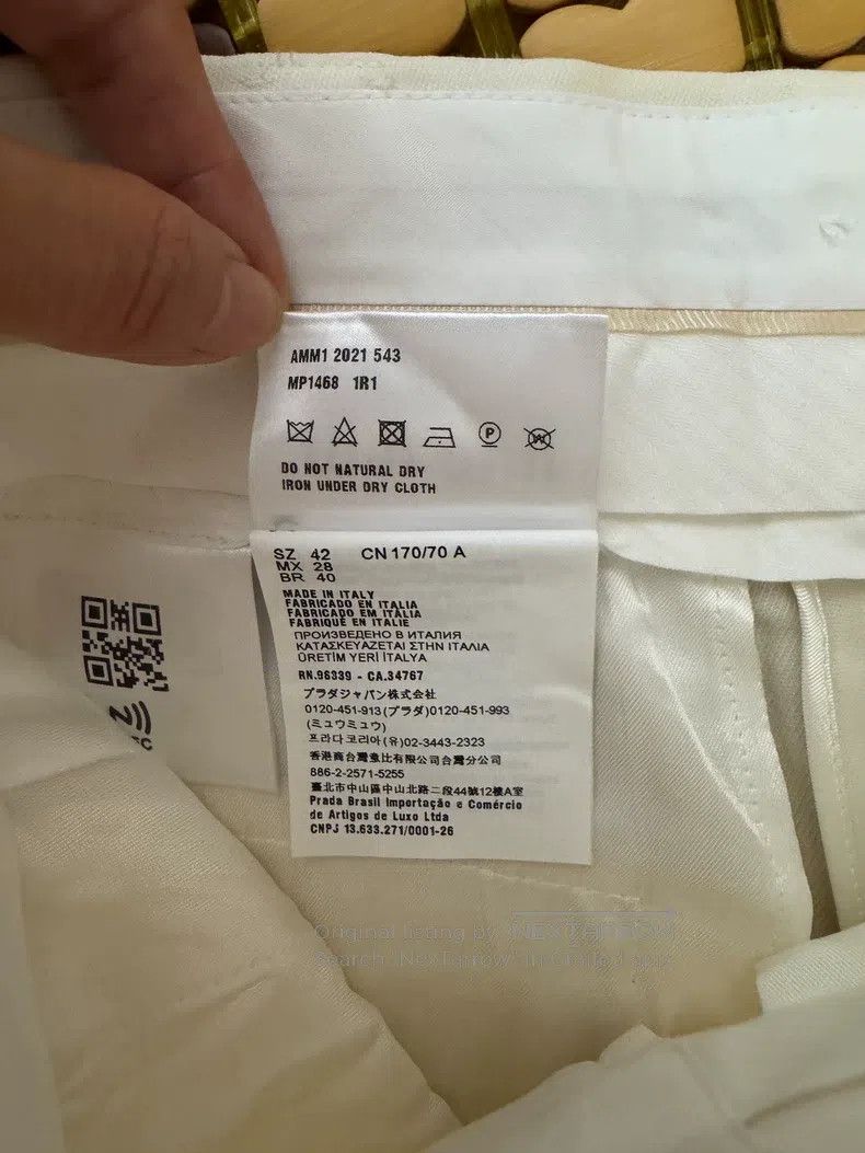 Miu Miu Miu Miu 42 White mulberry silk cotton wool trousers Size 41" - 4 Thumbnail