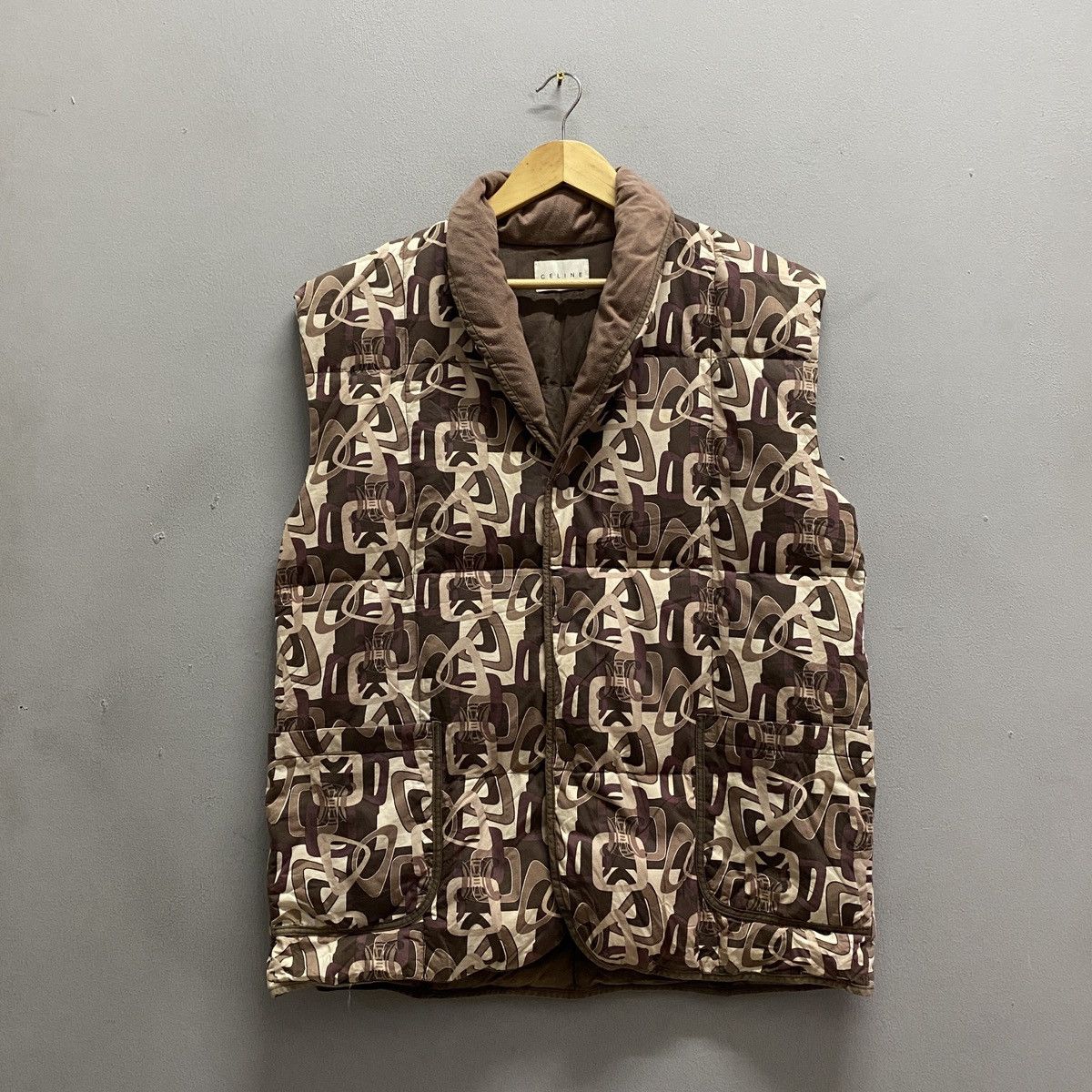 Celine VTG Celine Macadam Print Shawl Collar Padded Pufferr Vest Size US L / EU 52-54 / 3 - 1 Thumbnail