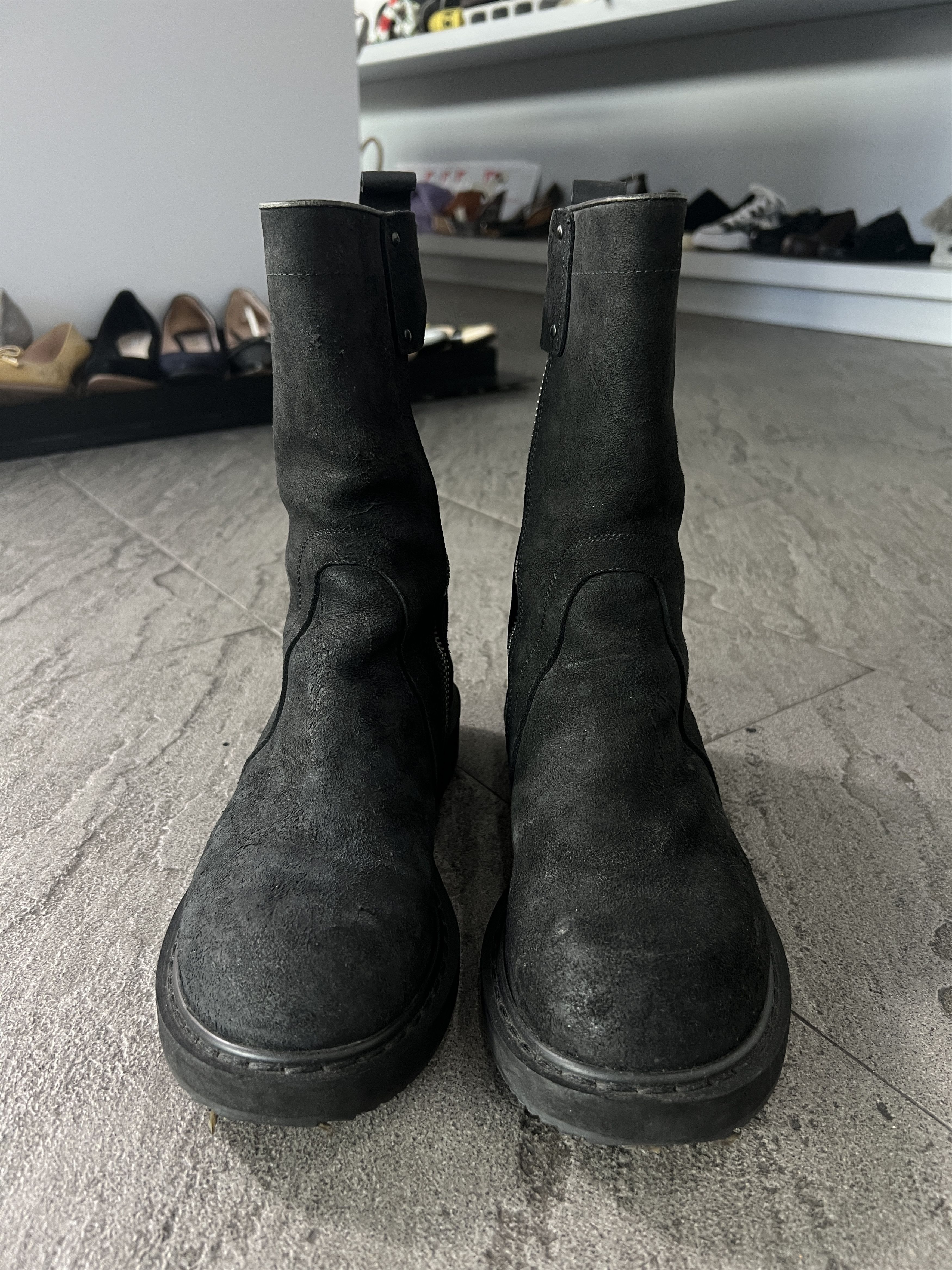 Rick Owens Rick Owens Distressed Leather Zip Boots Black EU41 Size US 8 / EU 41 - 3 Thumbnail
