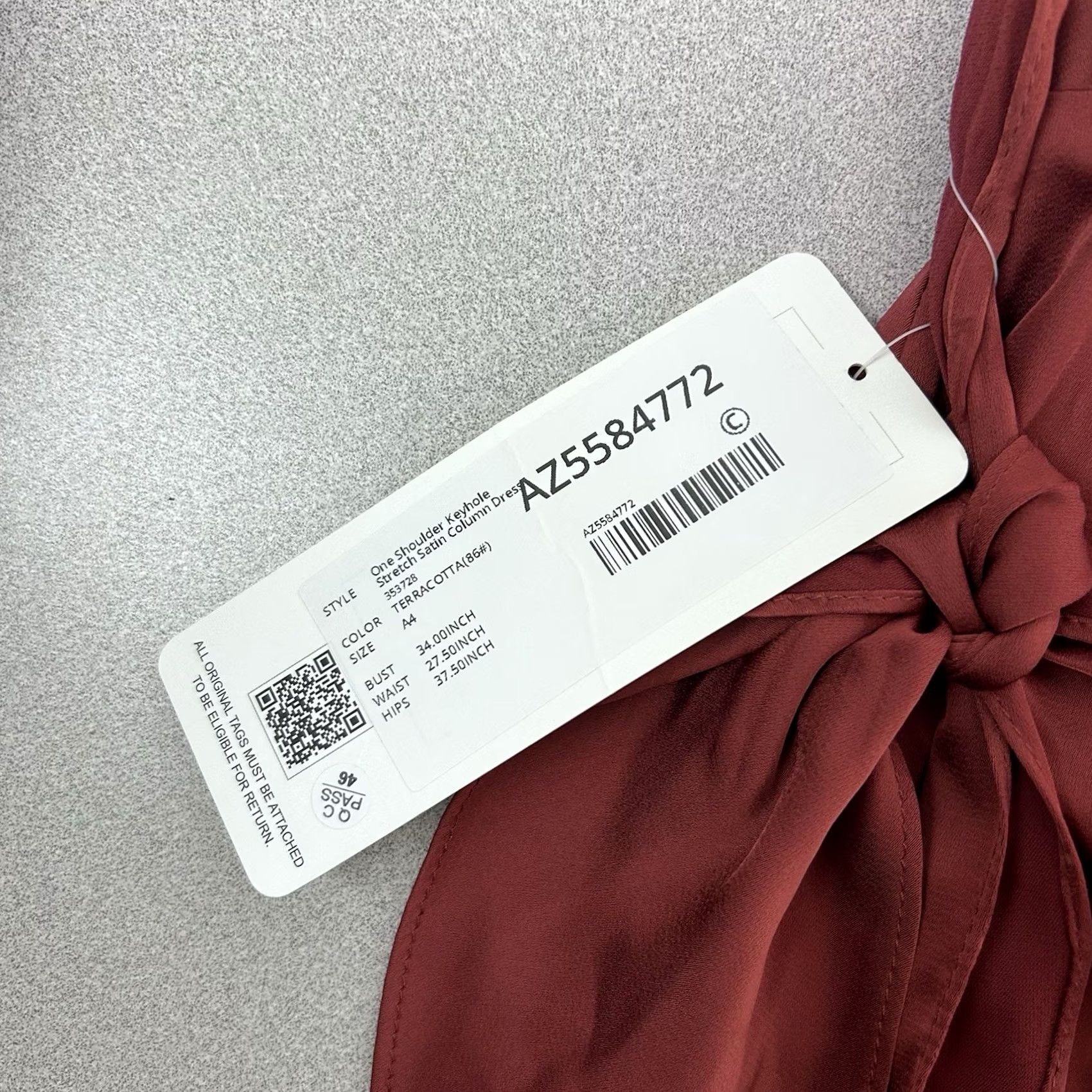 Vintage Bridesmaid Dress Azazie Kendall + Kylie A4 Terracotta One Shoulder Red Sleeveless Polyester Dress Size ONE SIZE - 3 Thumbnail