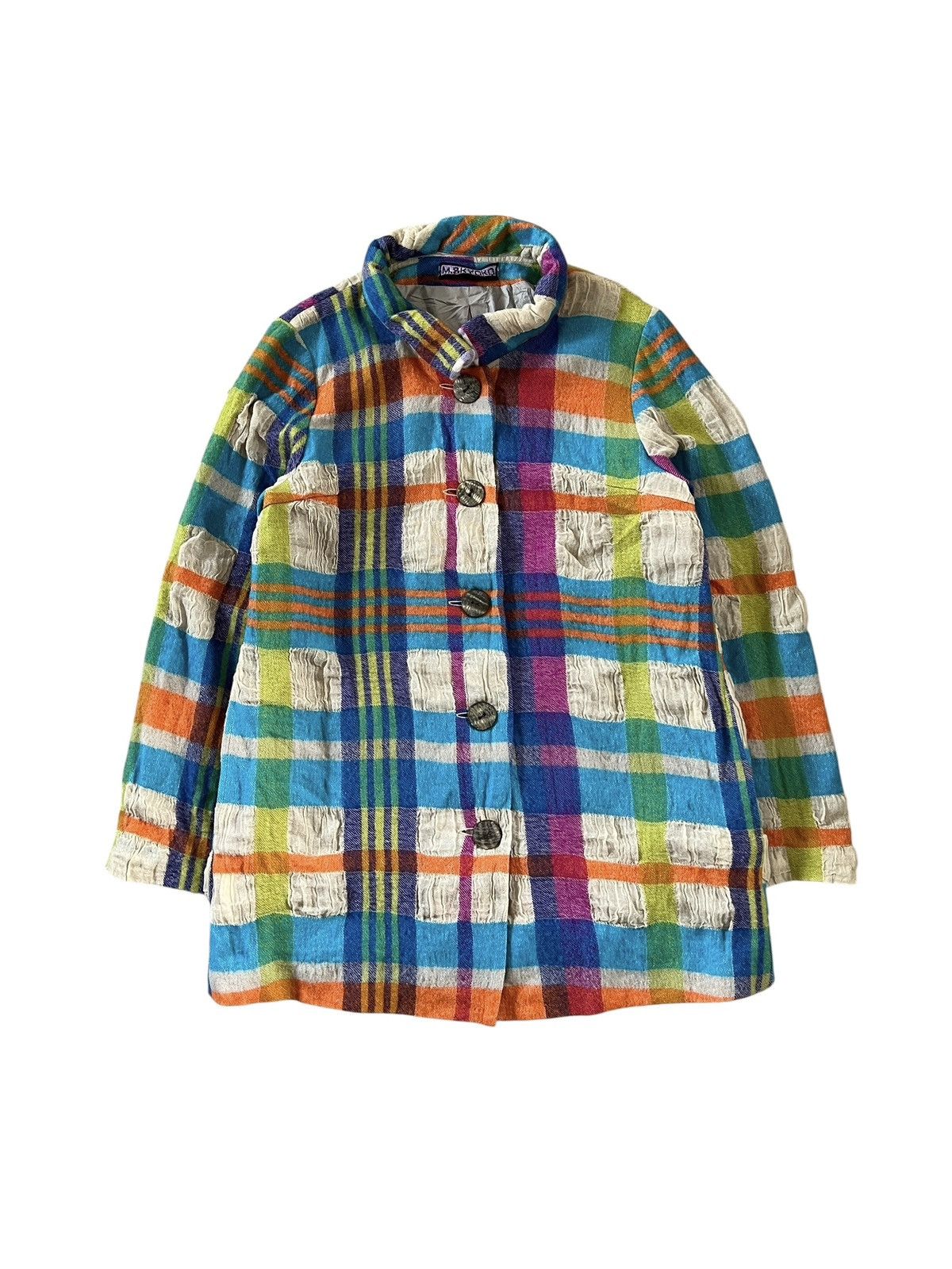 Issey Miyake M. & Kyoko Multicolor Plaid Wool Textured Coats Size M / US 6-8 / IT 42-44 - 1 Thumbnail