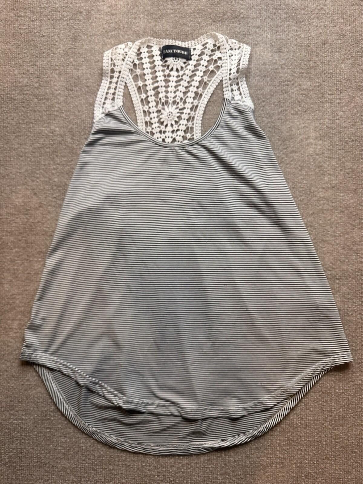 Other Fancyqube Striped Tank Top w/ Crochet Straps Womens Med 777 Size M / US 6-8 / IT 42-44 - 2 Thumbnail
