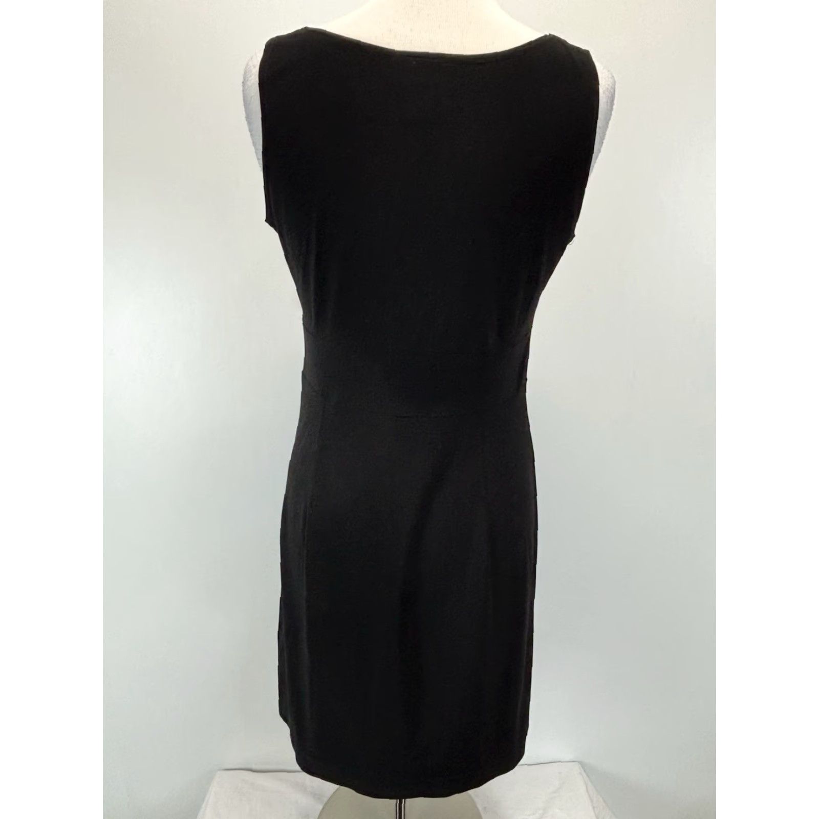 Vintage Clara Sun Woo Black Sleeveless Sz Small Draped Short Sheath Comfort Stretch Dress Women S Casual Workwear Party/Cocktail, Regular, Polyester Blend Size 28" / US 6 / IT 42 - 3 Thumbnail
