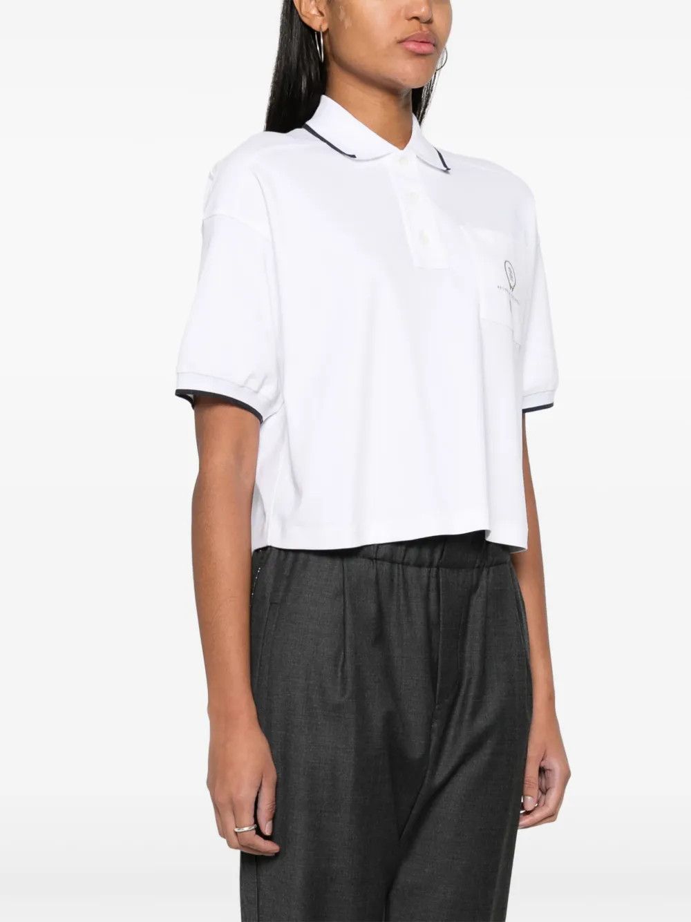 Brunello Cucinelli o1w1db10825 Polo T-Shirt in White Size L / US 10 / IT 46 - 3 Thumbnail
