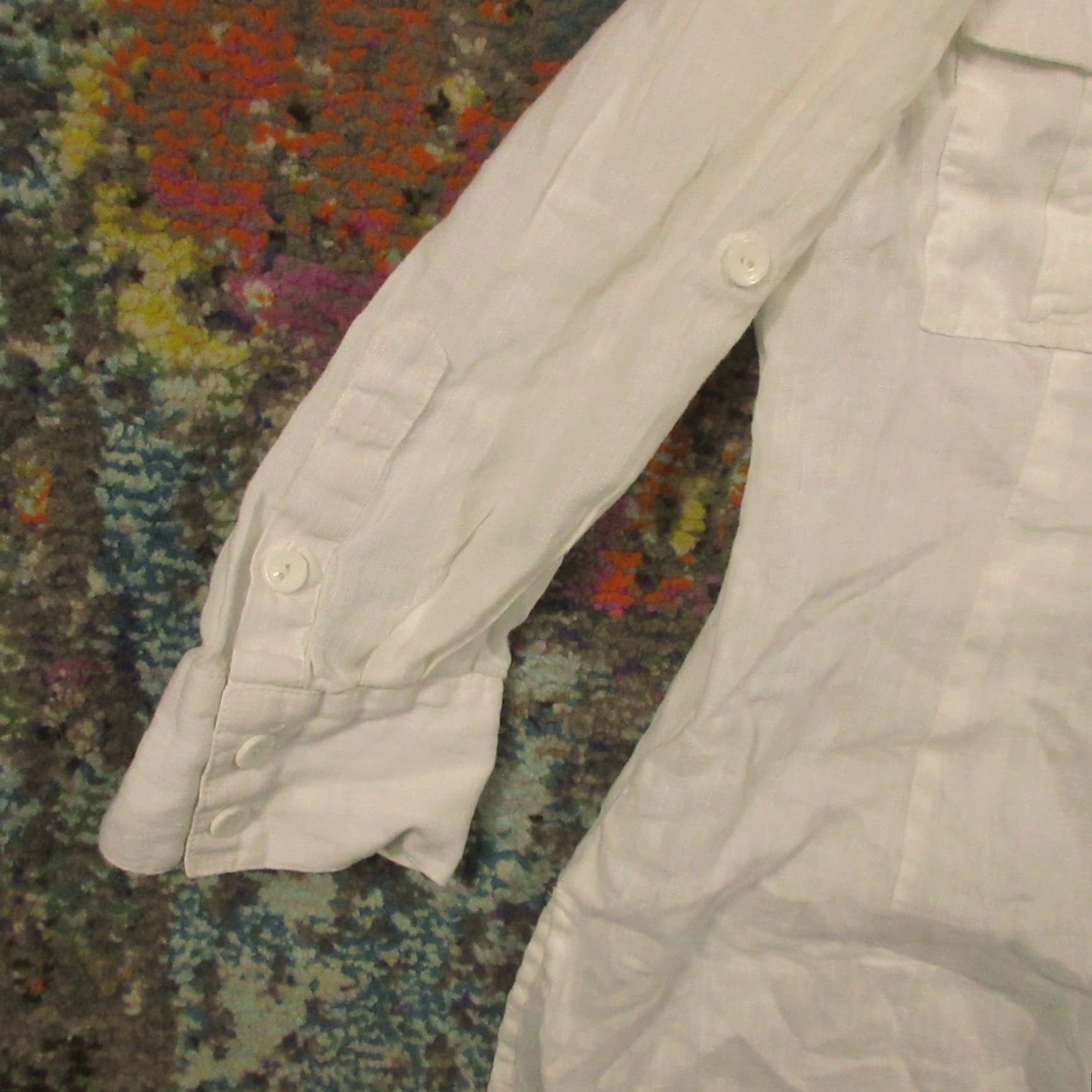 Vintage Pulp Shirt White Linen Womens Small 3/4 Sleeve Button Front Blouse Cottage Size S / US 4 / IT 40 - 4 Thumbnail