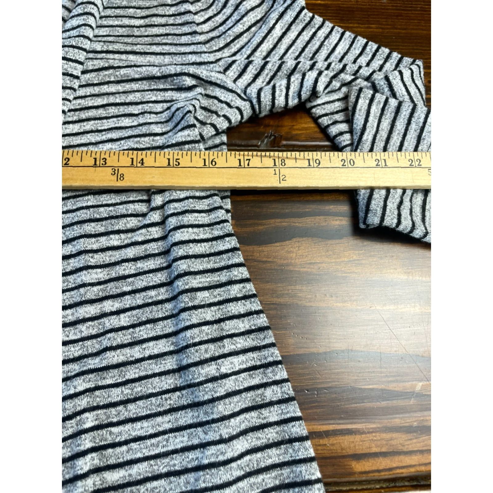 Vintage Chico's Sweater Cardigan, Women Size 4 Regular, Gray Black Striped Open Long Sleeve, Casual, Fall Spring Summer, Womens Size S / US 4 / IT 40 - 5 Thumbnail