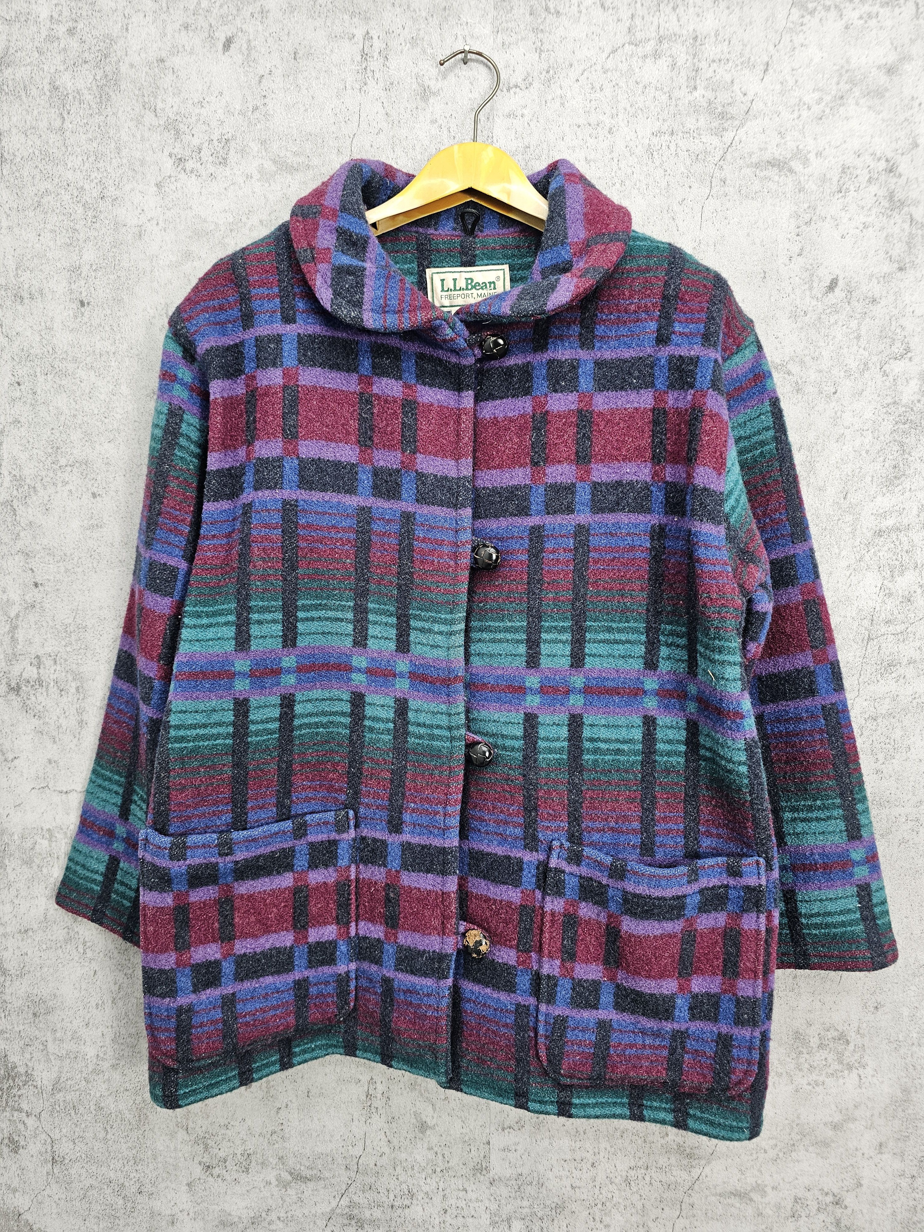 L.L. Bean Vintage L.L. BEAN Abstract Design Wool Coat Jacket J0043 Size S / US 4 / IT 40 - 1 Thumbnail