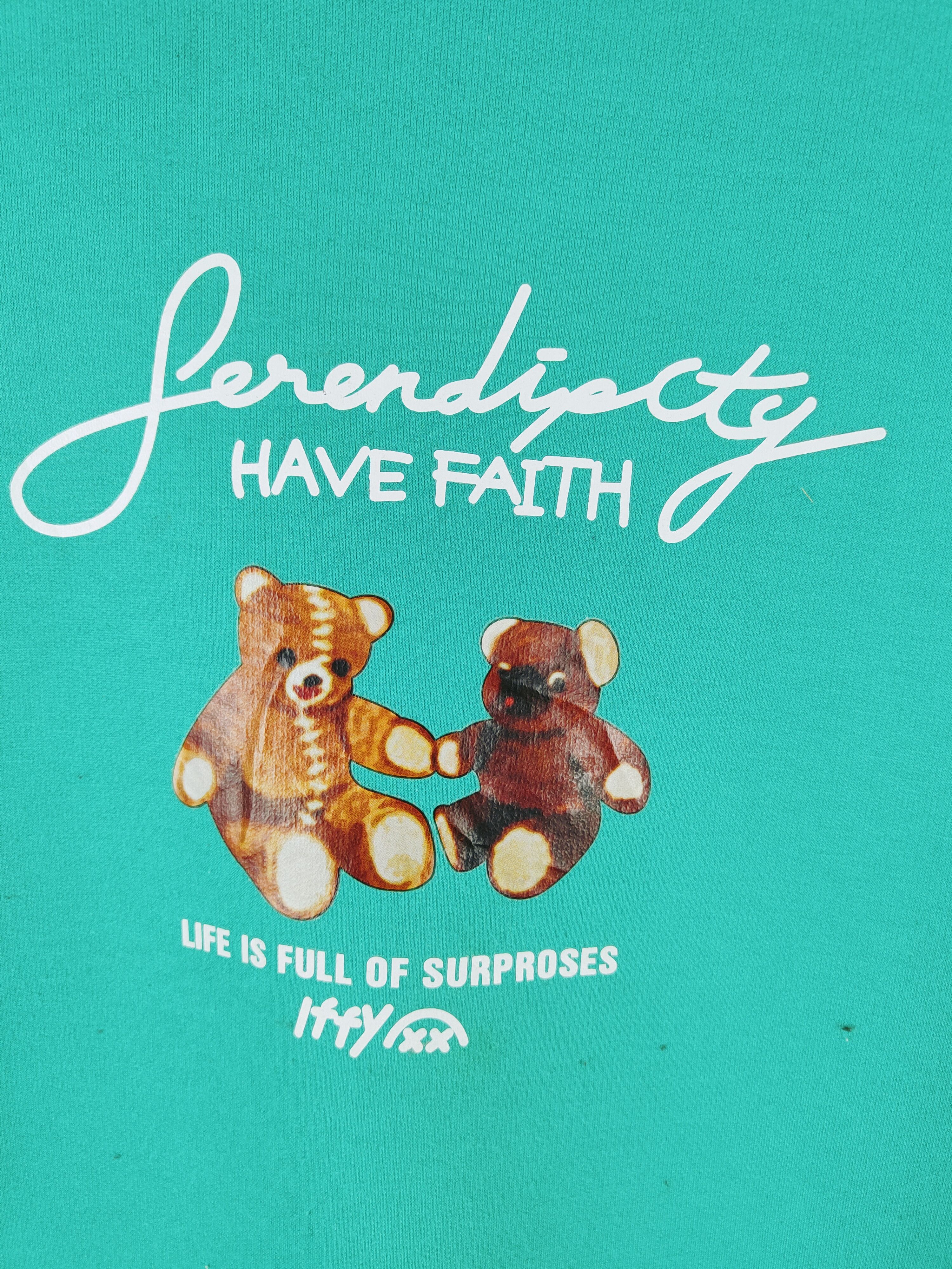 Japanese Brand × Vintage Japanese Brand Turquoise teddy bear Sweatshirts #S2631 Size L / US 10 / IT 46 - 3 Thumbnail